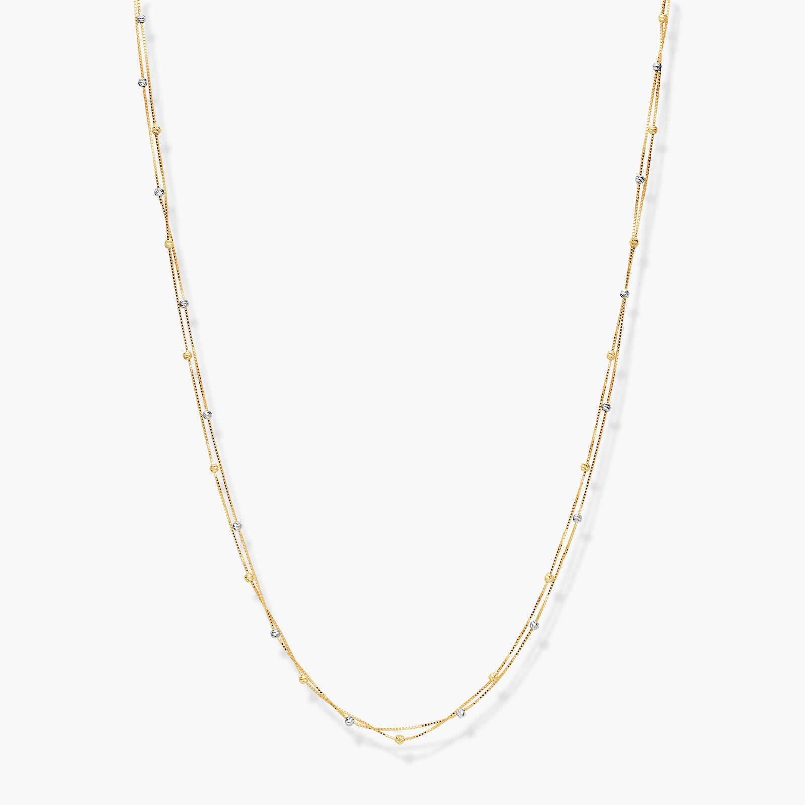 שרשרשרת פאפוס עשויה  זהב בשילוב חרוזי זהב