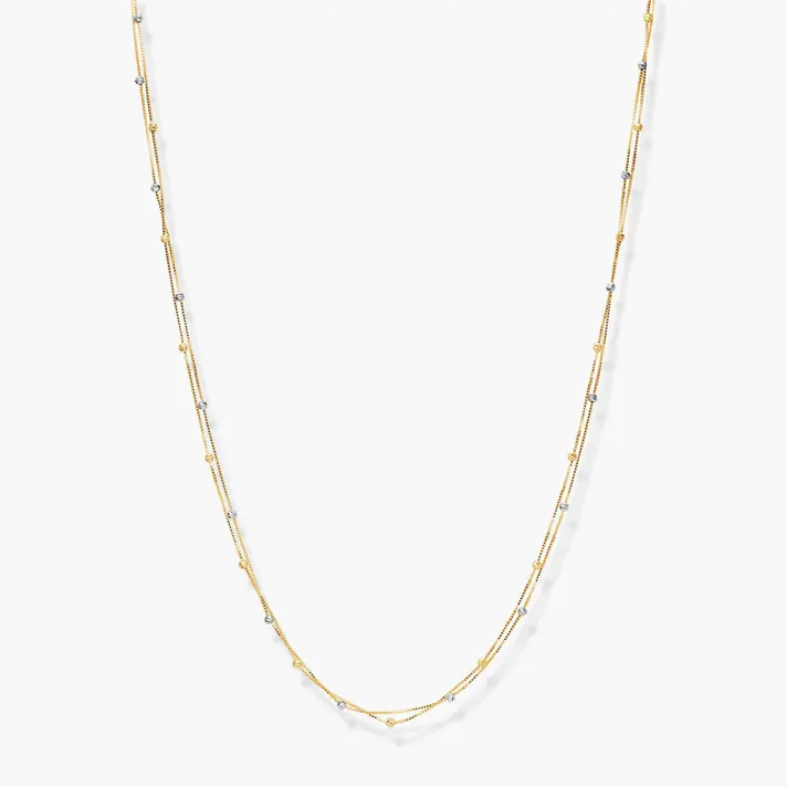 שרשרשרת פאפוס עשויה  זהב בשילוב חרוזי זהב