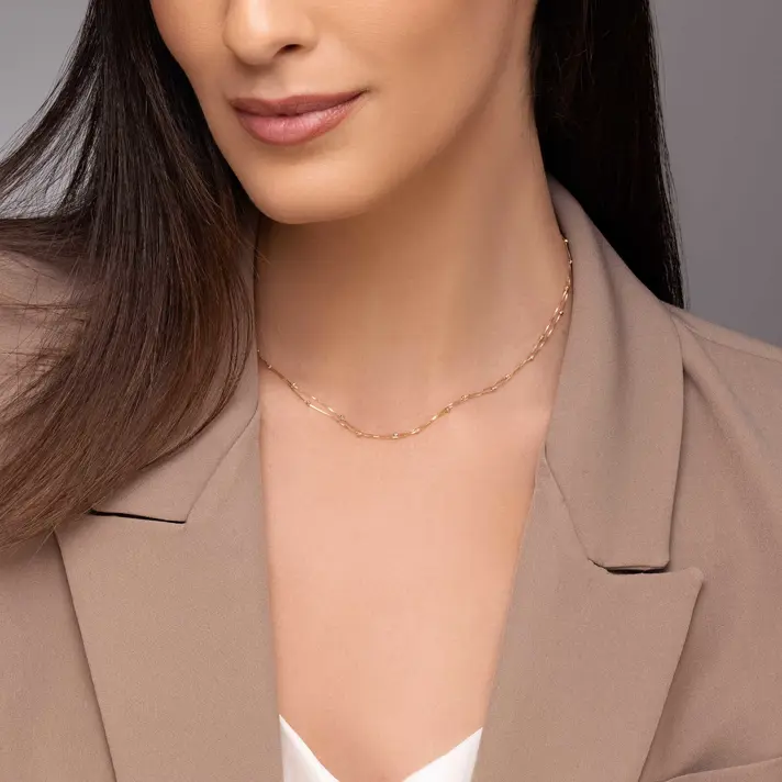 שרשרשרת פאפוס עשויה  זהב בשילוב חרוזי זהב