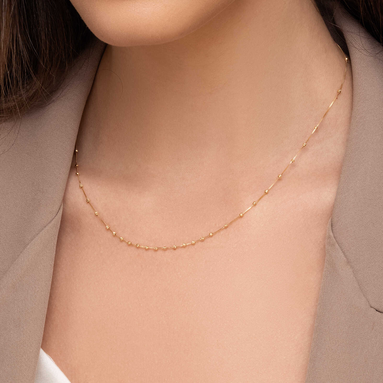 שרשרת מרסיי עשויה זהב בשילוב כדורי זהב