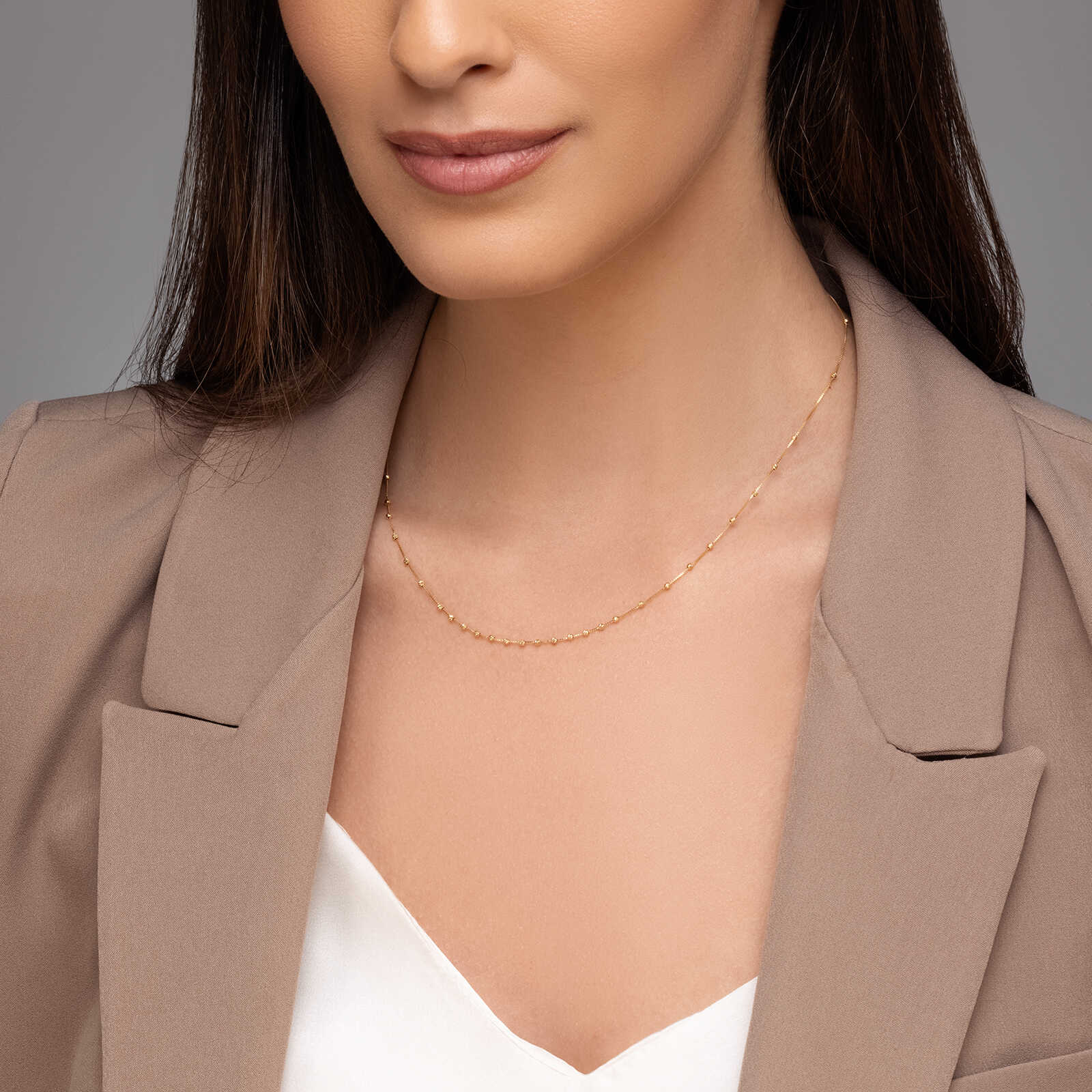 שרשרת מרסיי עשויה זהב בשילוב כדורי זהב