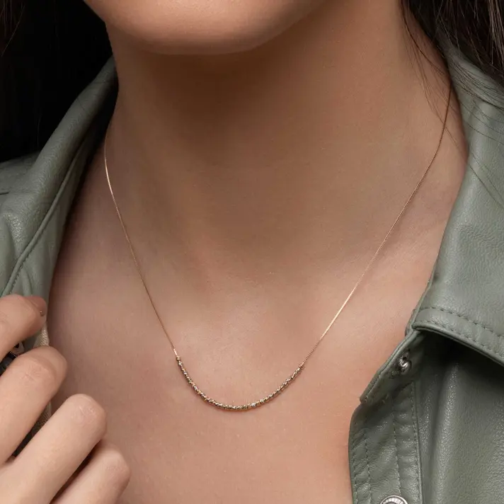 שרשרת פלרמו מזהב בשילוב כדורי זהב