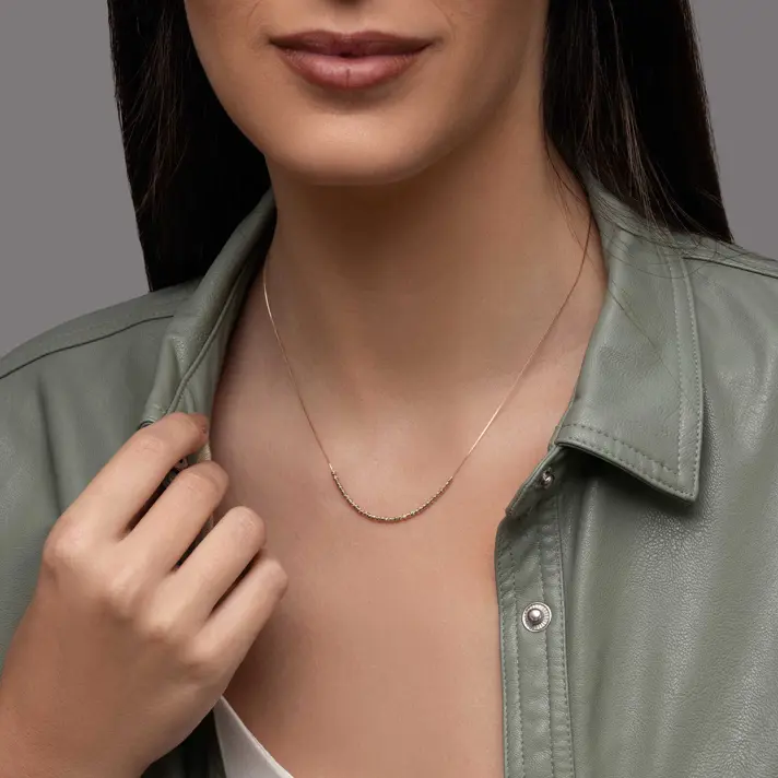 שרשרת פלרמו מזהב בשילוב כדורי זהב