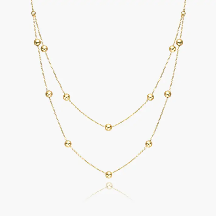 שרשרת סורנטו מזהב בשילוב חרוזי זהב