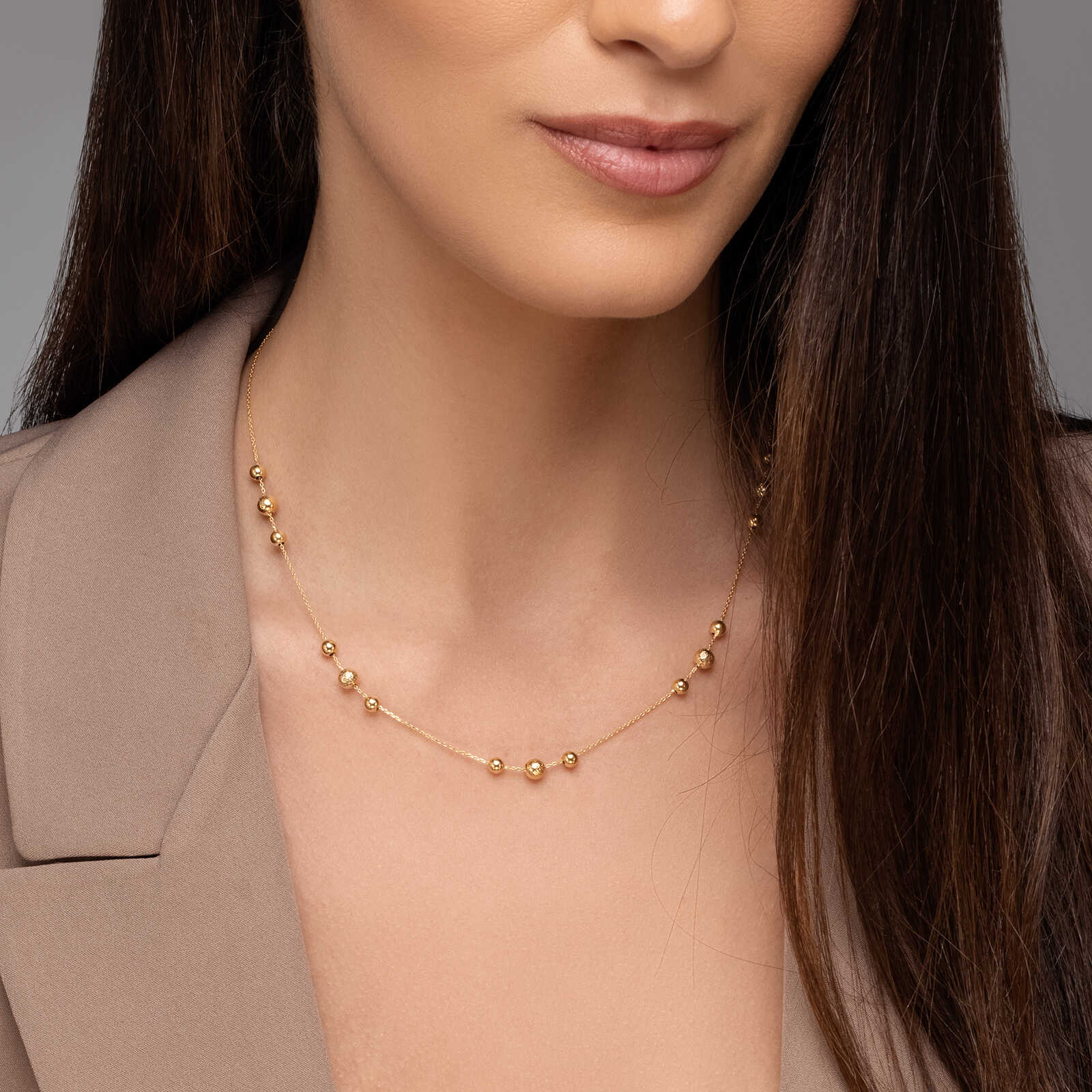 שרשרת מיאמי- זהב בשילוב חרוזי זהב