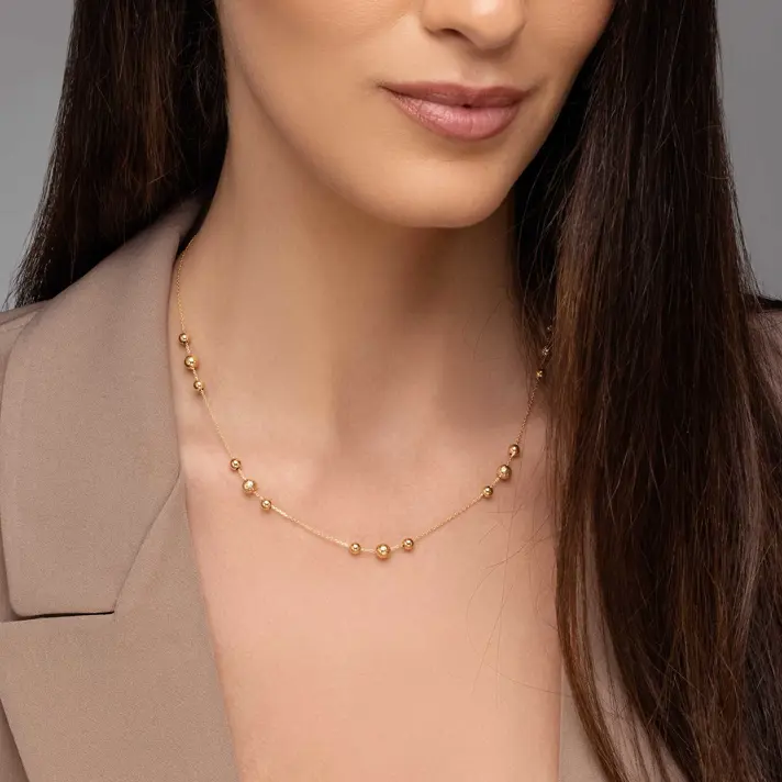 שרשרת מיאמי- זהב בשילוב חרוזי זהב