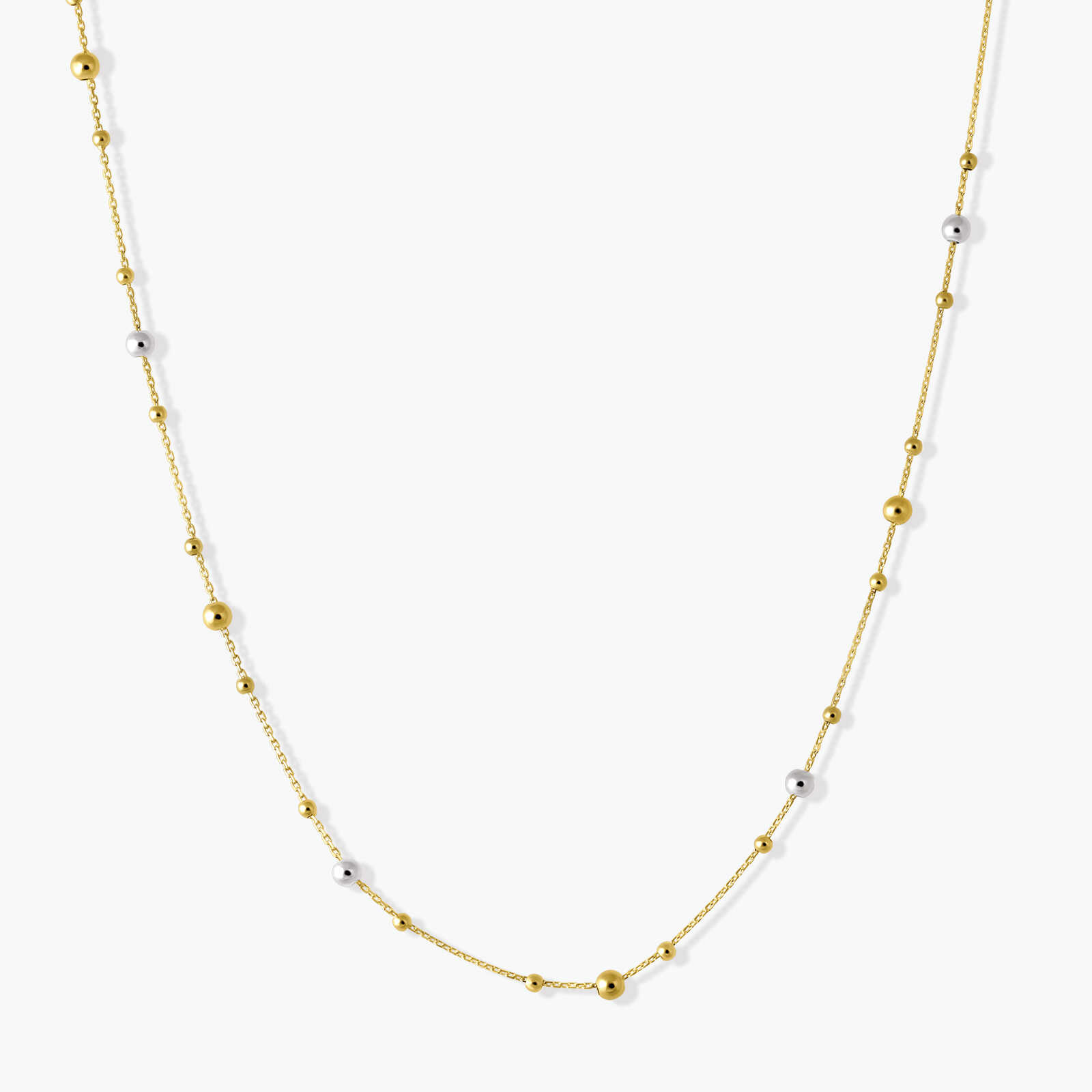 שרשרת סלוניקי עשויה זהב בשילוב חרוזי זהב