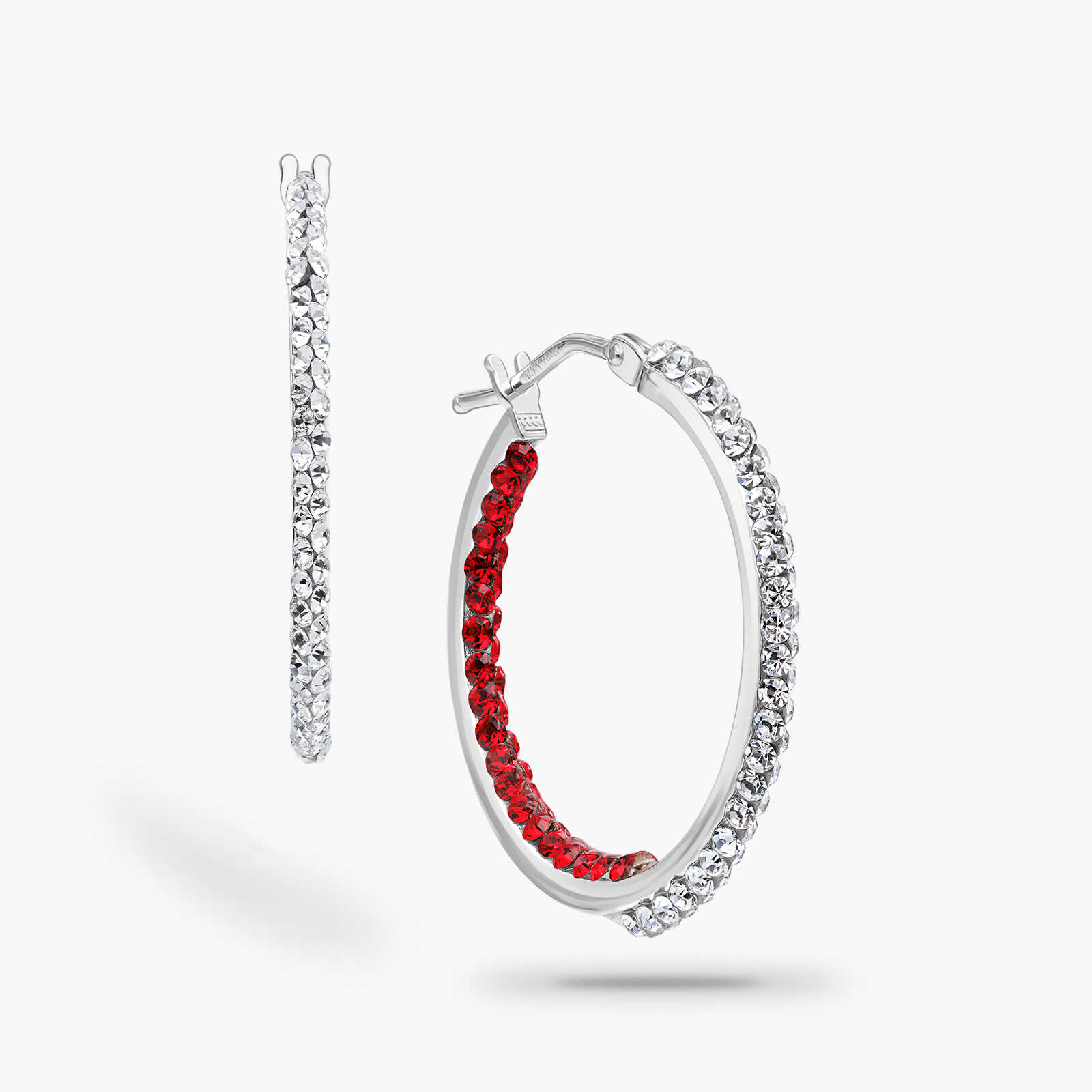 עגילי זהב חישוק משובצים אבני סברובסקי