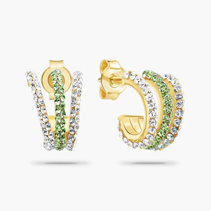 עגילי זהב משובצים אבני סברובסקי מסדרת COLOR SPARKLE