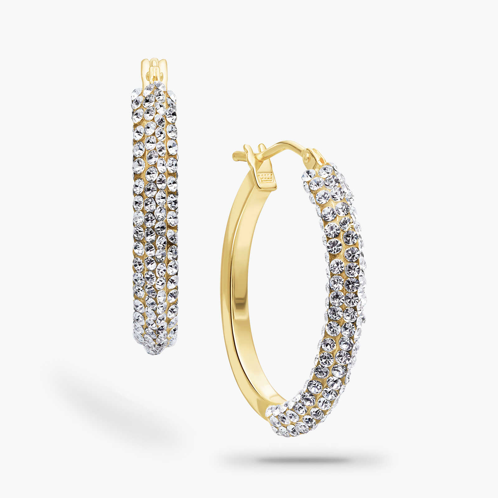 עגילי זהב RENE משובצים זירקונים נוצצים