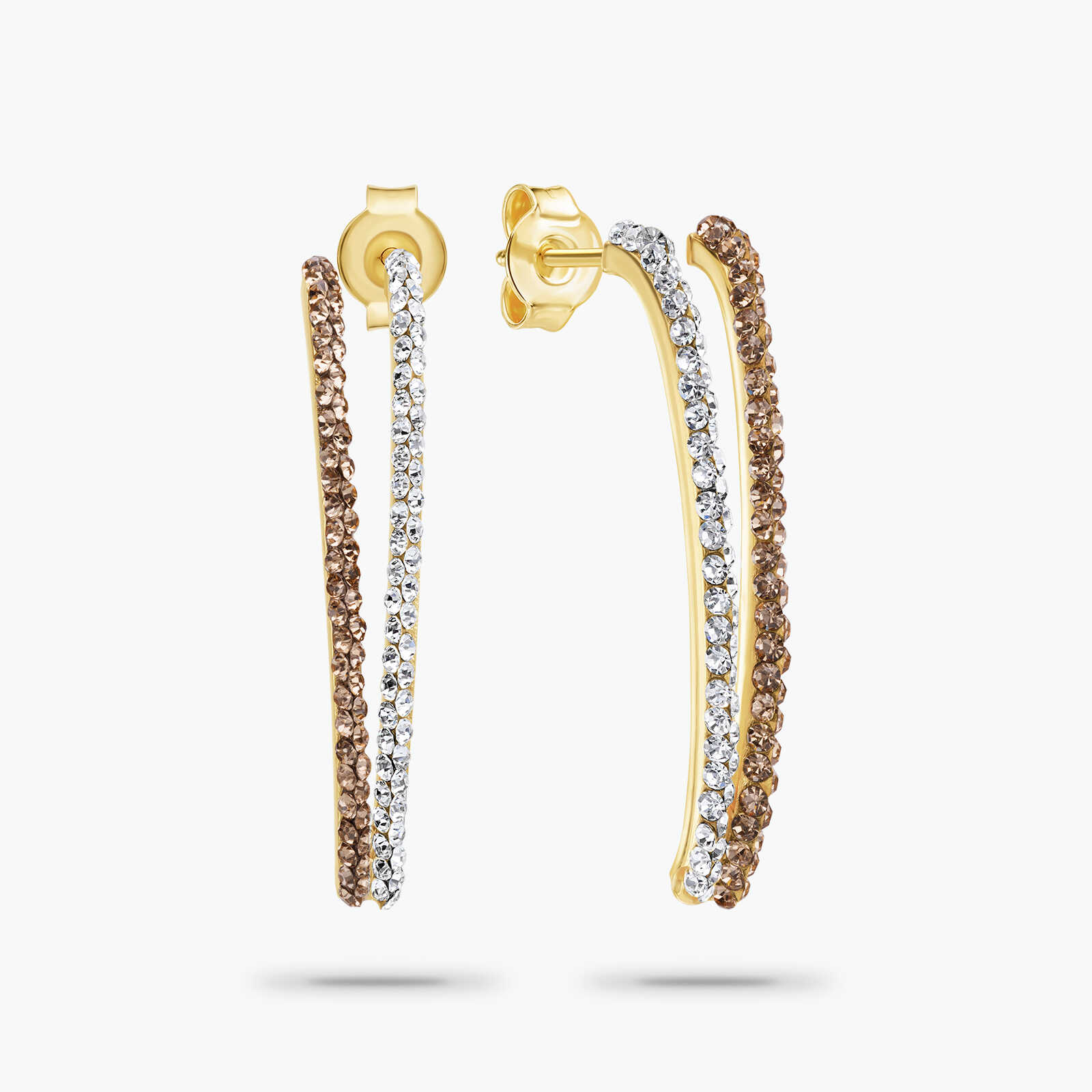 עגילי וי מזהב משובצים אבני סברובסקי