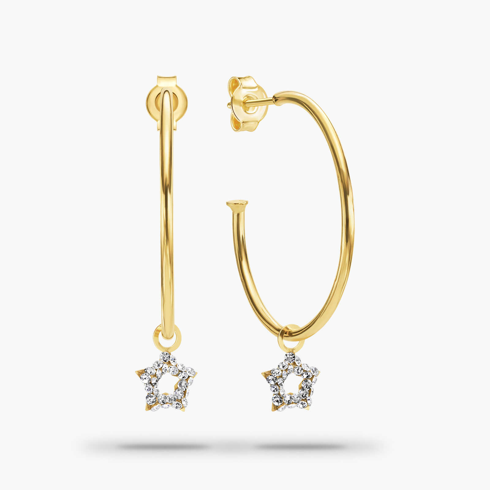 עגילי זהב  MY HOOP עם כוכבים נוצצים