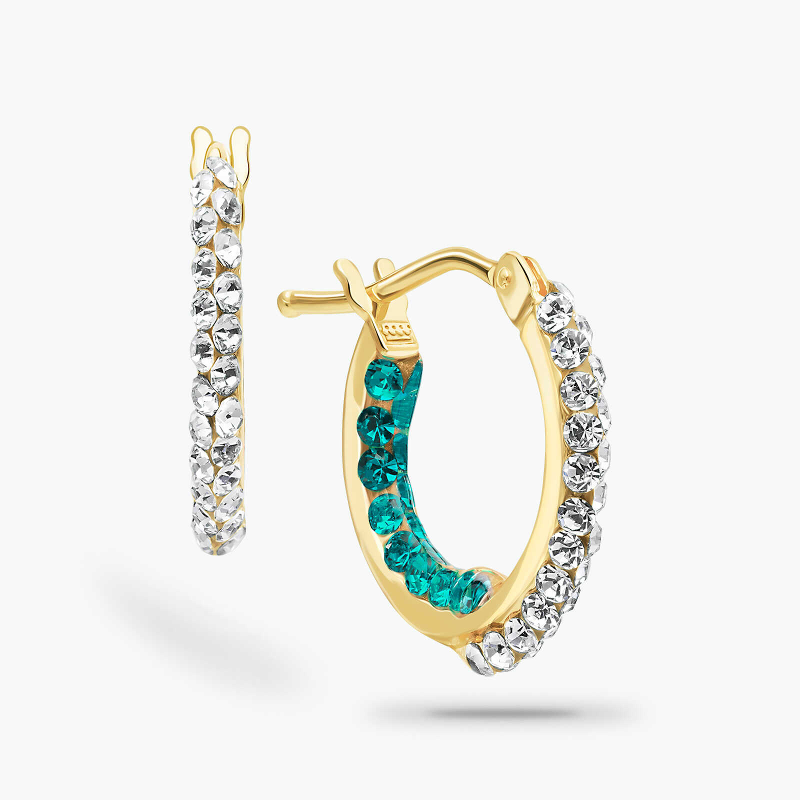 עגילי זהב חישוק משובצים אבני סברובסקי