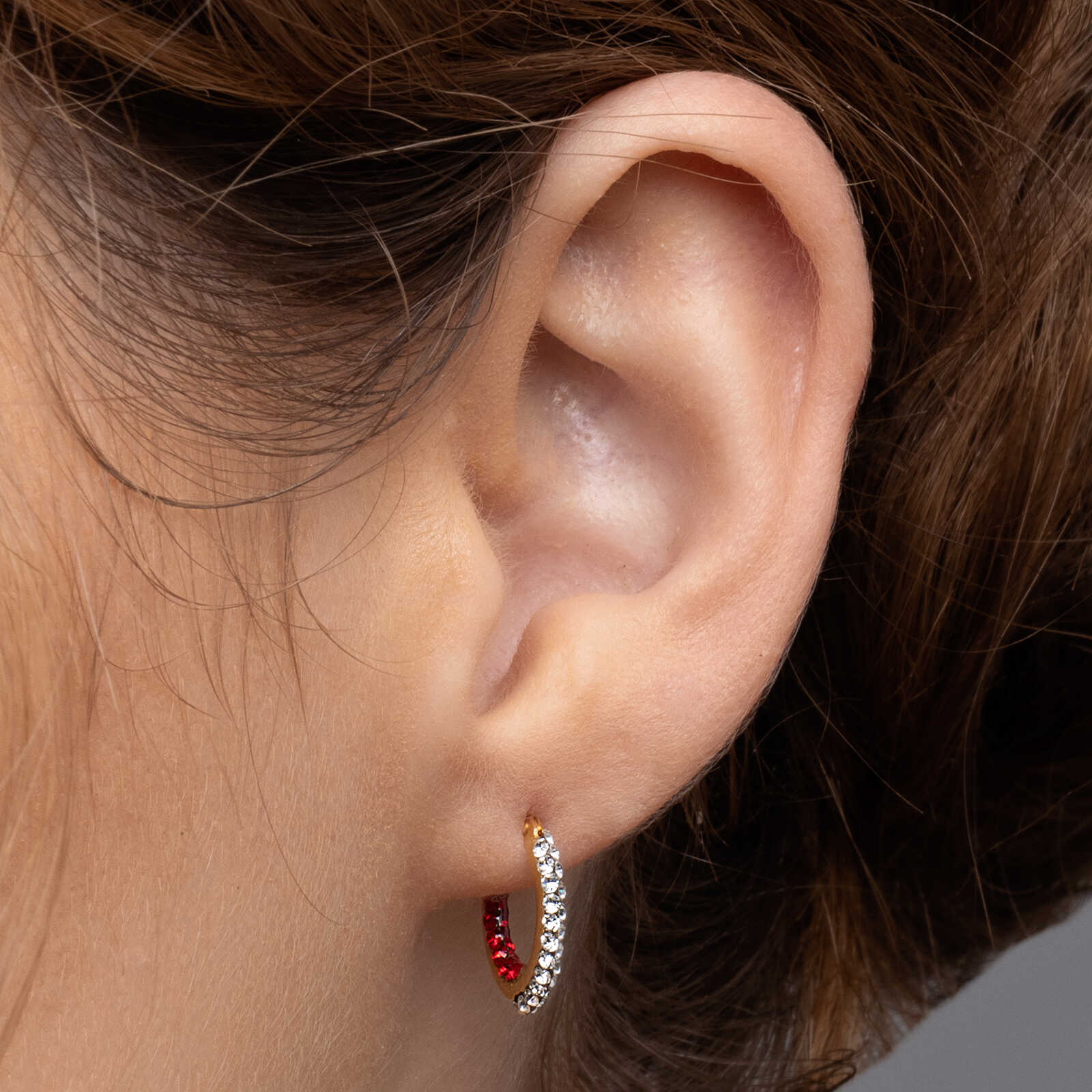 עגילי זהב חישוק משובצים אבני סברובסקי