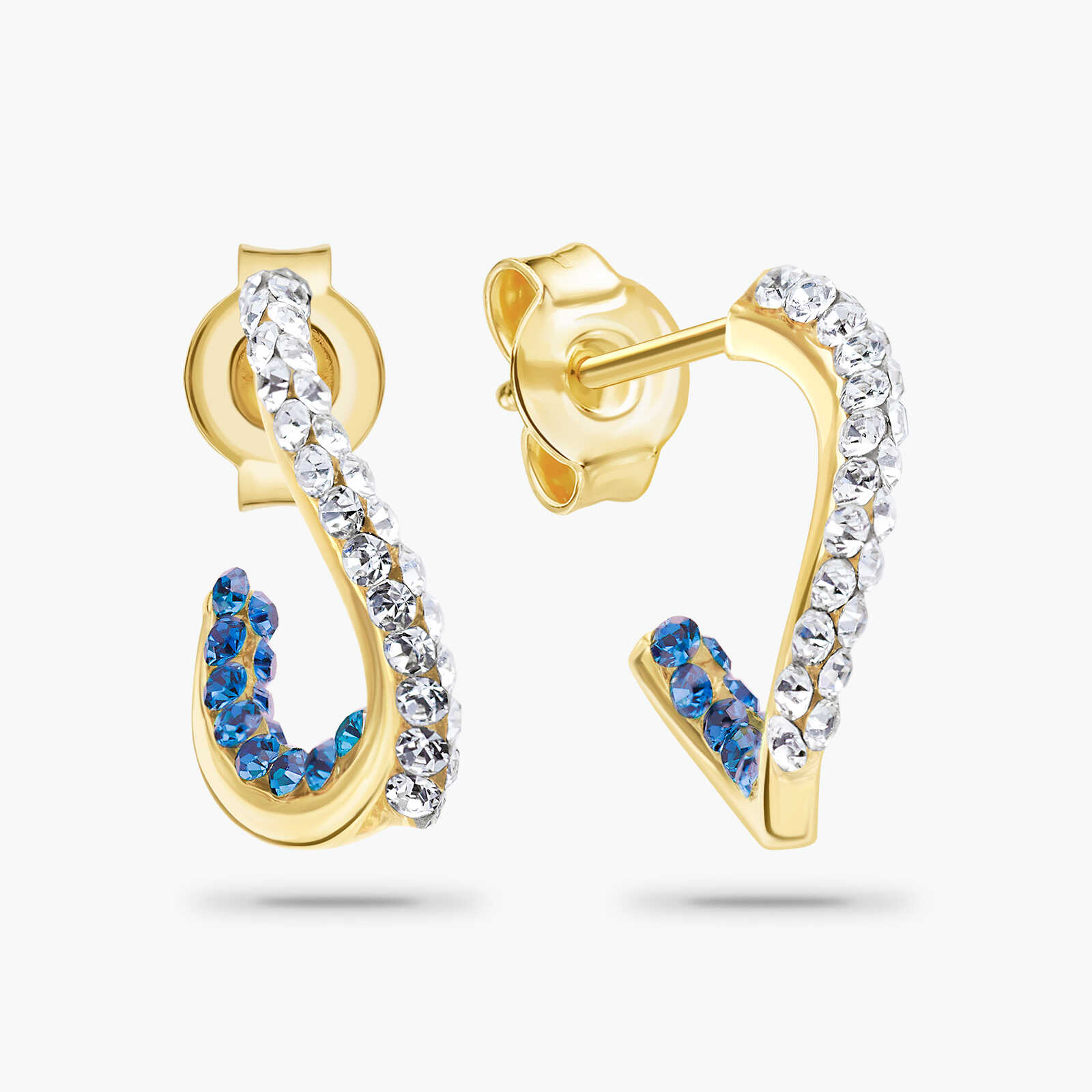 עגילי זהב משובצים אבני סברובסקי