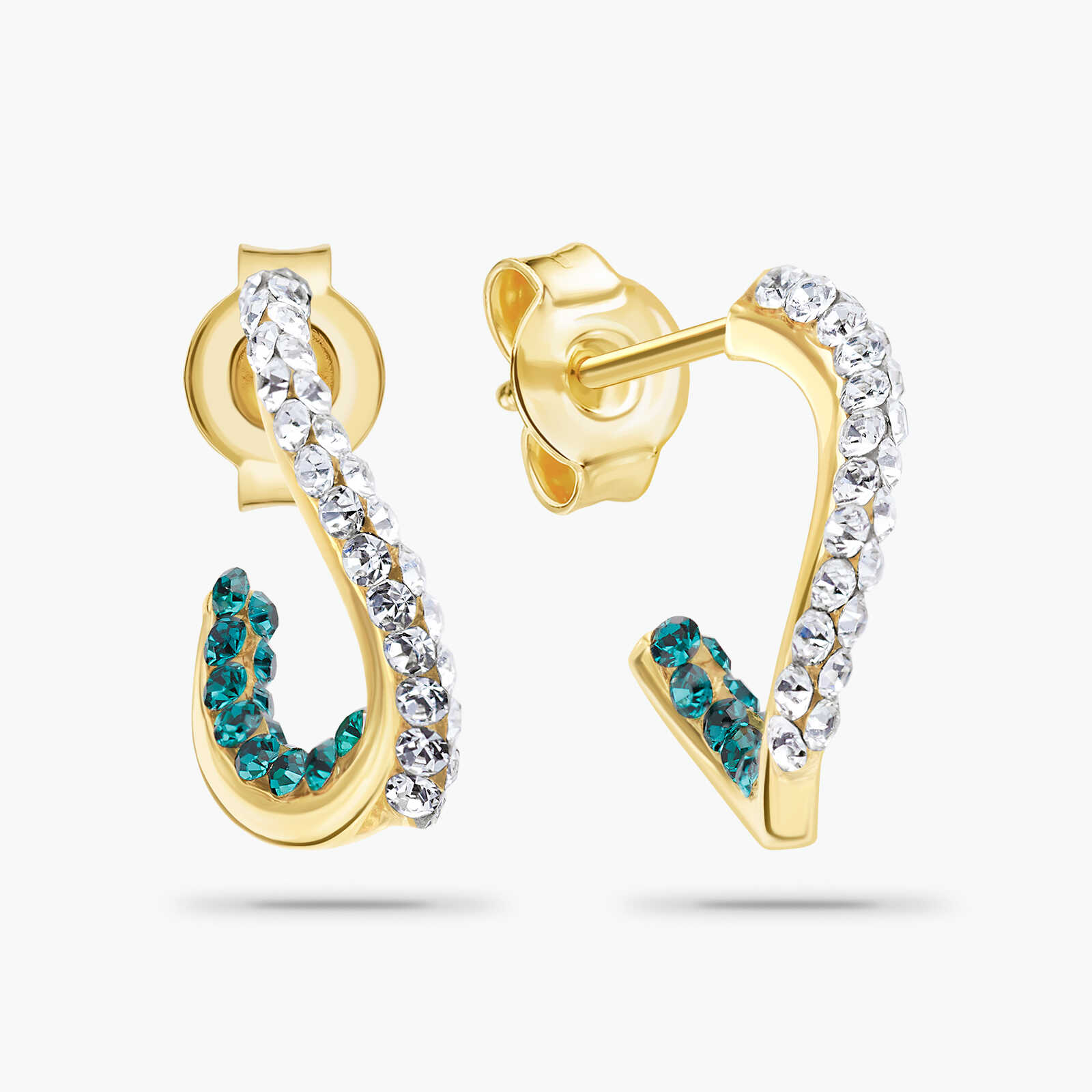 עגילי זהב משובצים אבני סברובסקי