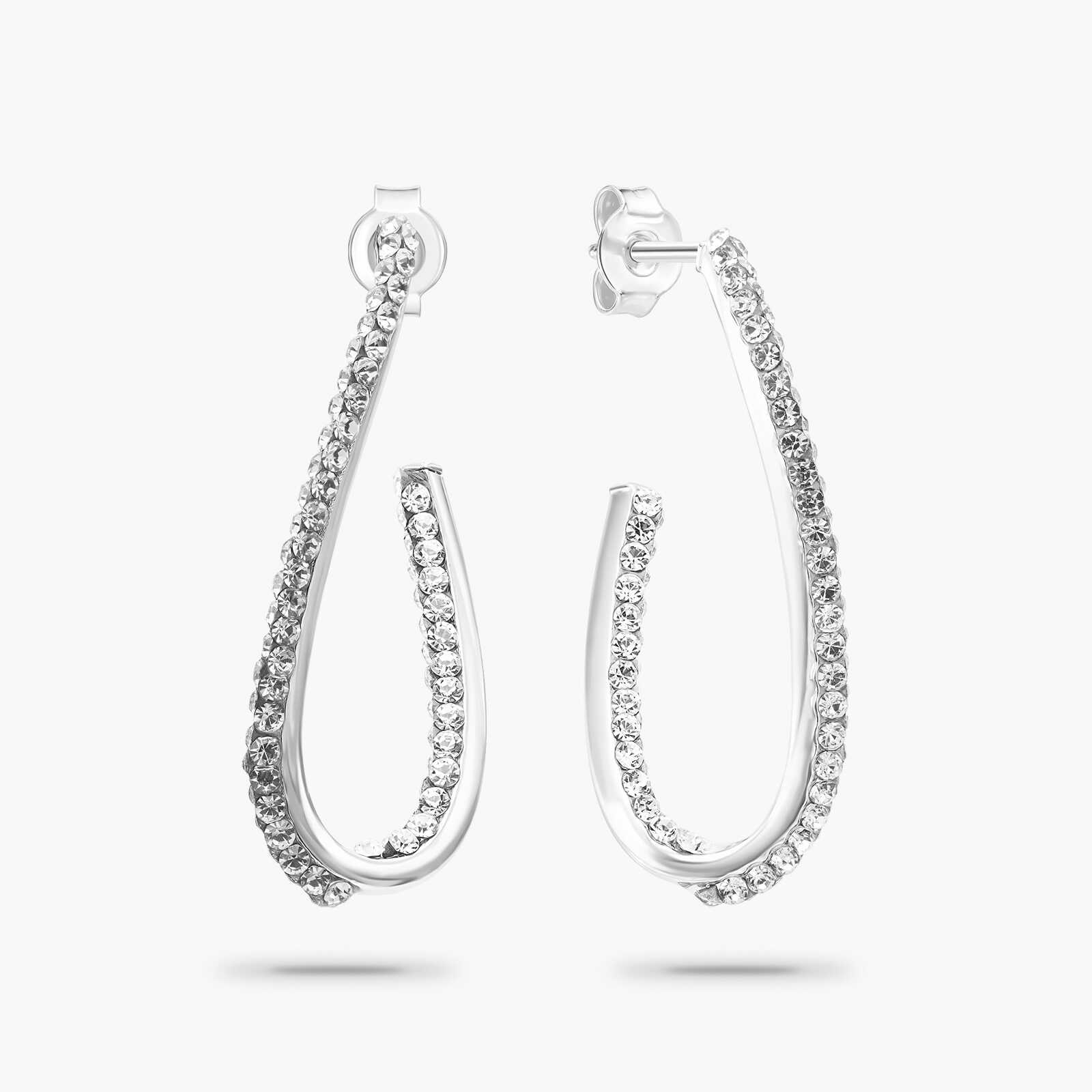 עגילי זהב משובצים אבני סברובסקי