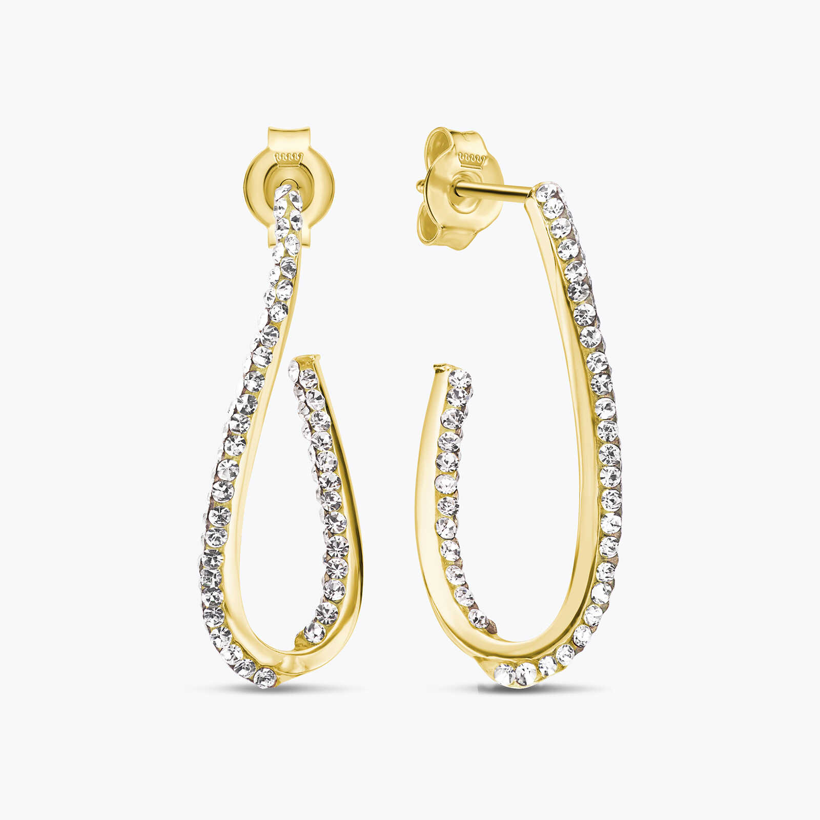 עגילי זהב משובצים אבני סברובסקי