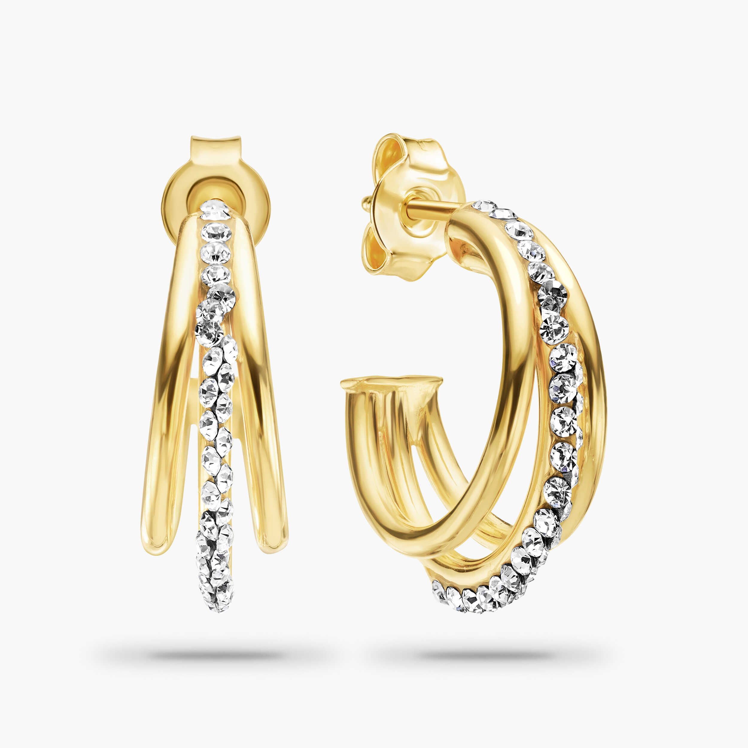 עגילי זהב קשתות בשיבוץ אבני סברובסקי