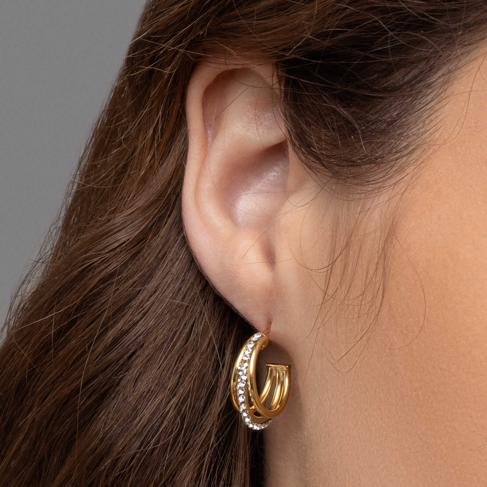 עגילי זהב קשתות בשיבוץ אבני סברובסקי