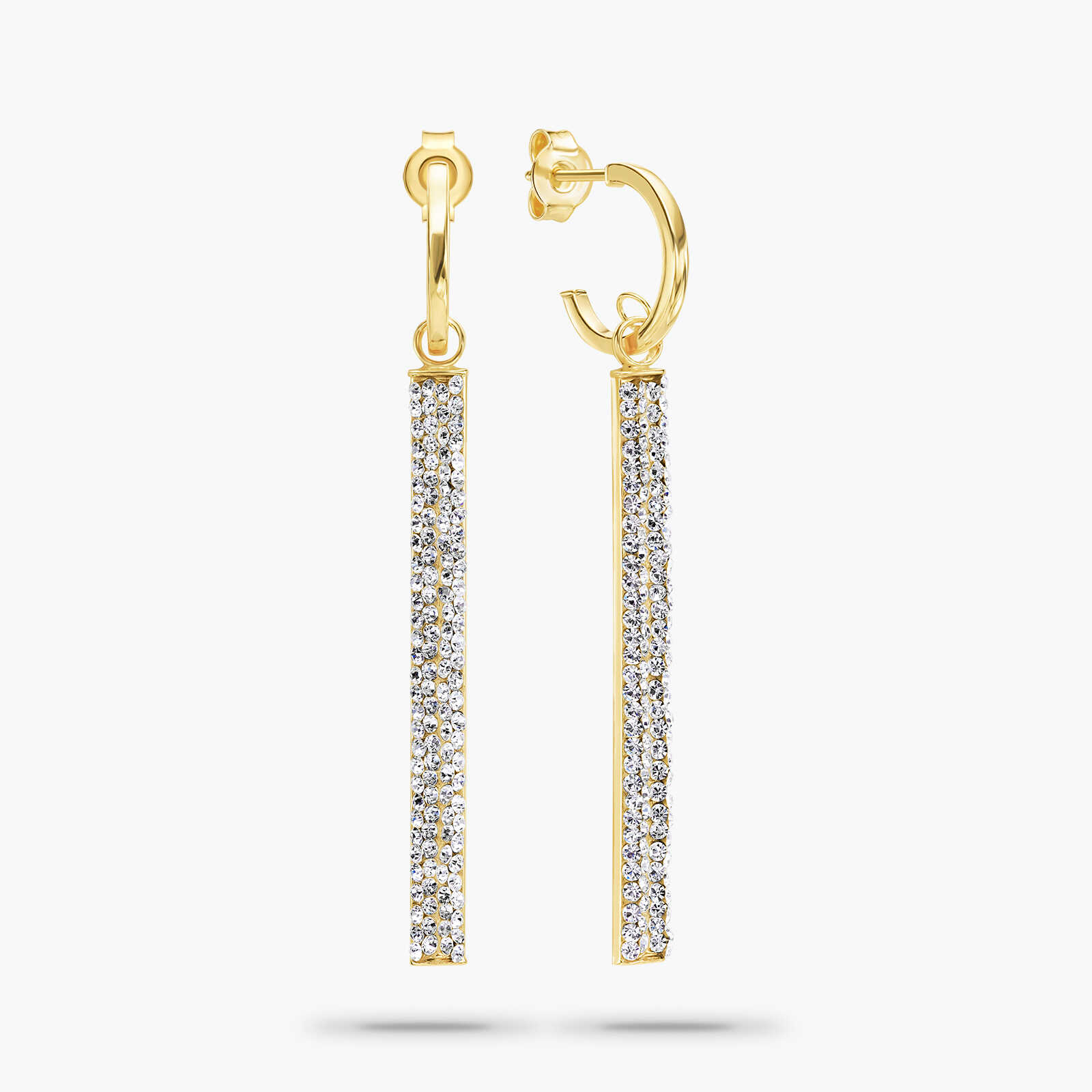 עגילי זהב משובצים אבני סברובסקי מסדרת COLOR SPARKLE