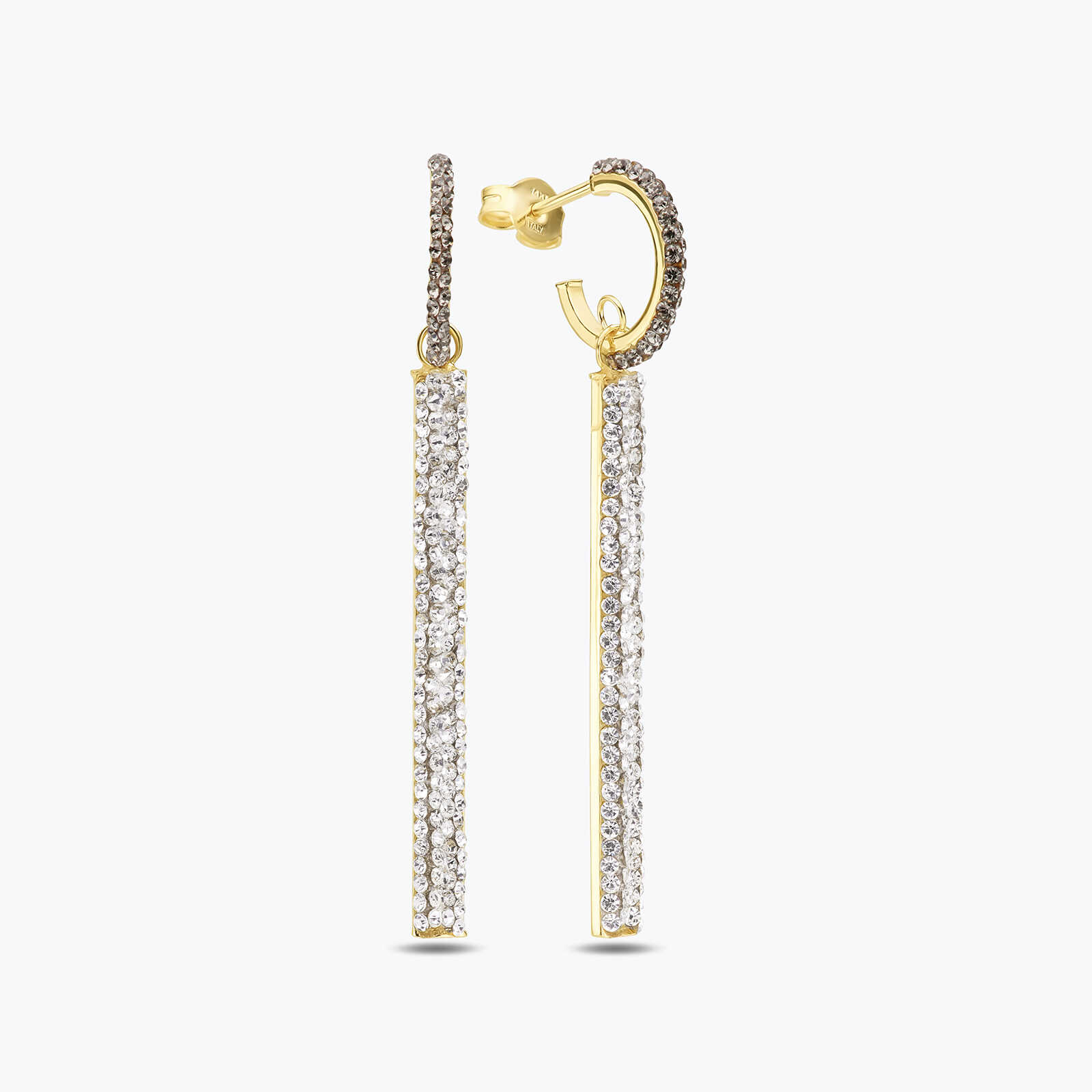 עגילי זהב משובצים אבני סברובסקי מסדרת COLOR SPARKLE