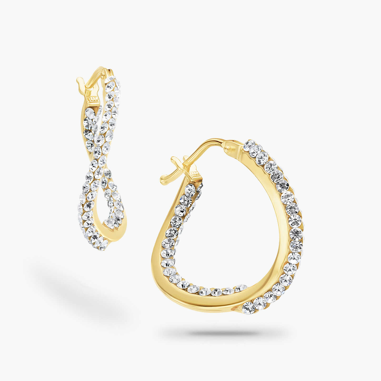 עגילי זהב משובצים אבני סברובסקי