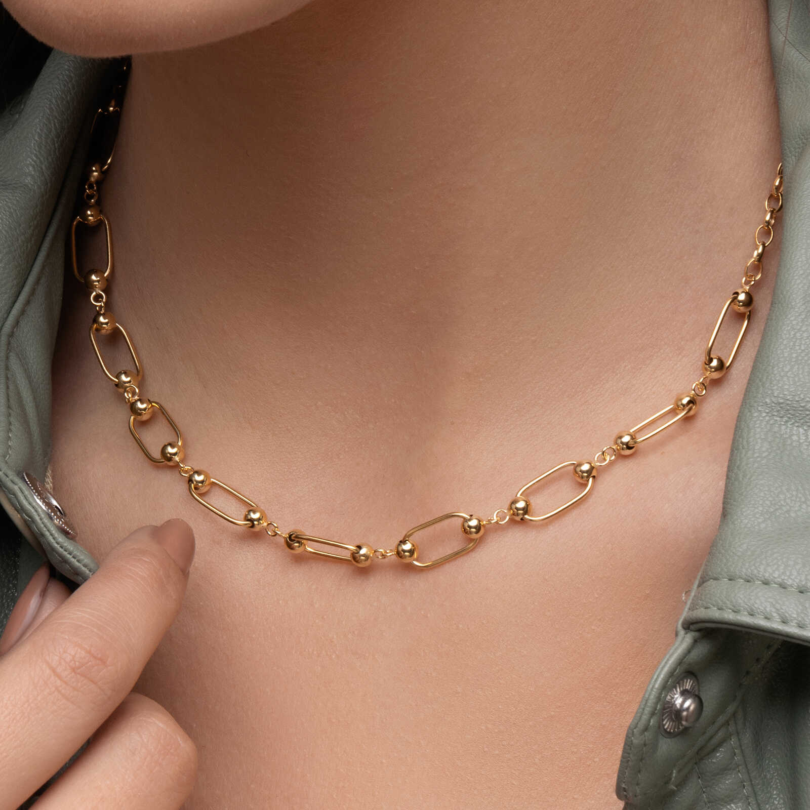 שרשרת קורטני- מחוליות זהב אובאליות