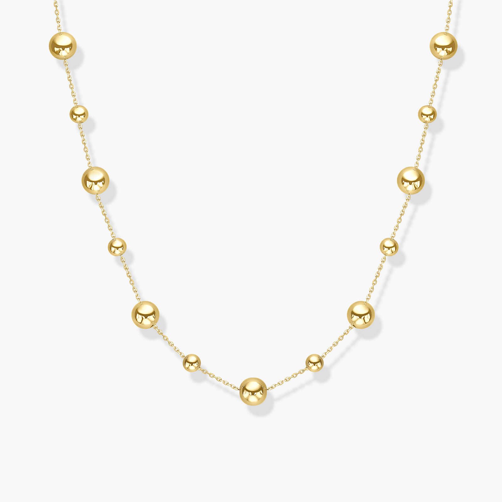 שרשרת מילאנו מזהב בשילוב חרוזי זהב