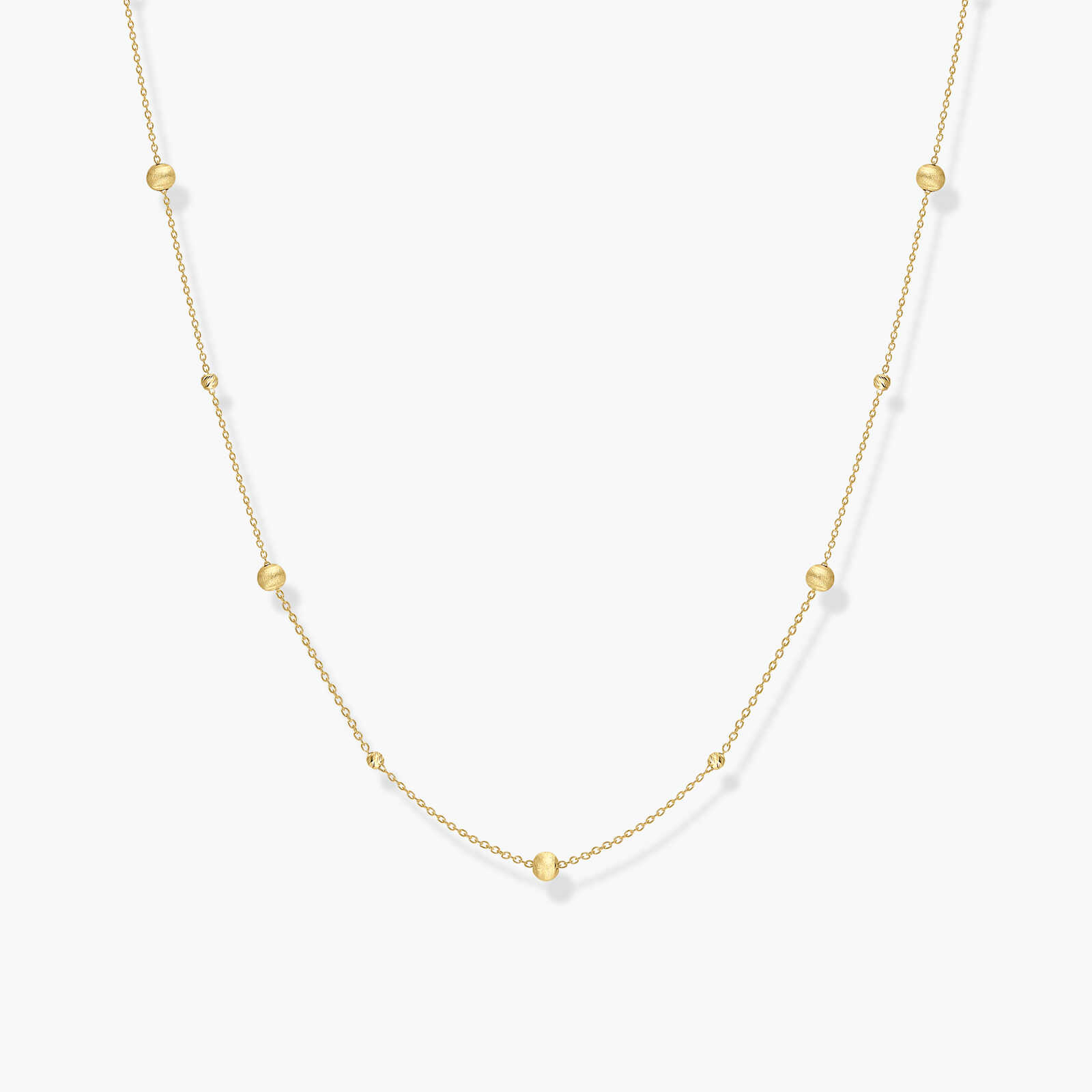 שרשרת פירנצה מזהב בשילוב חרוזי זהב