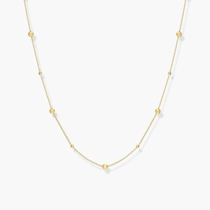 שרשרת פירנצה מזהב בשילוב חרוזי זהב