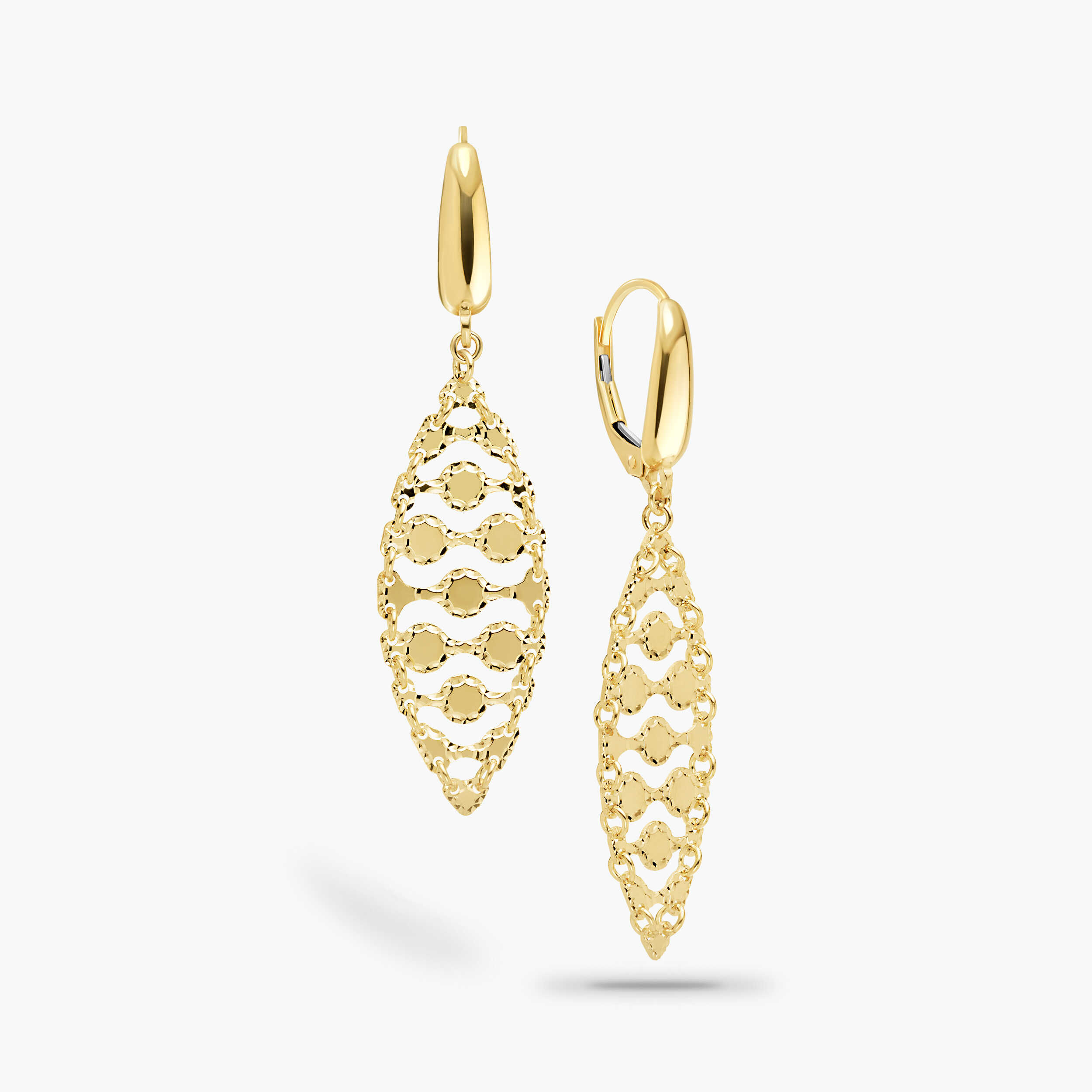 עגילי זהב גמישים באורך 4.8 ס"מ