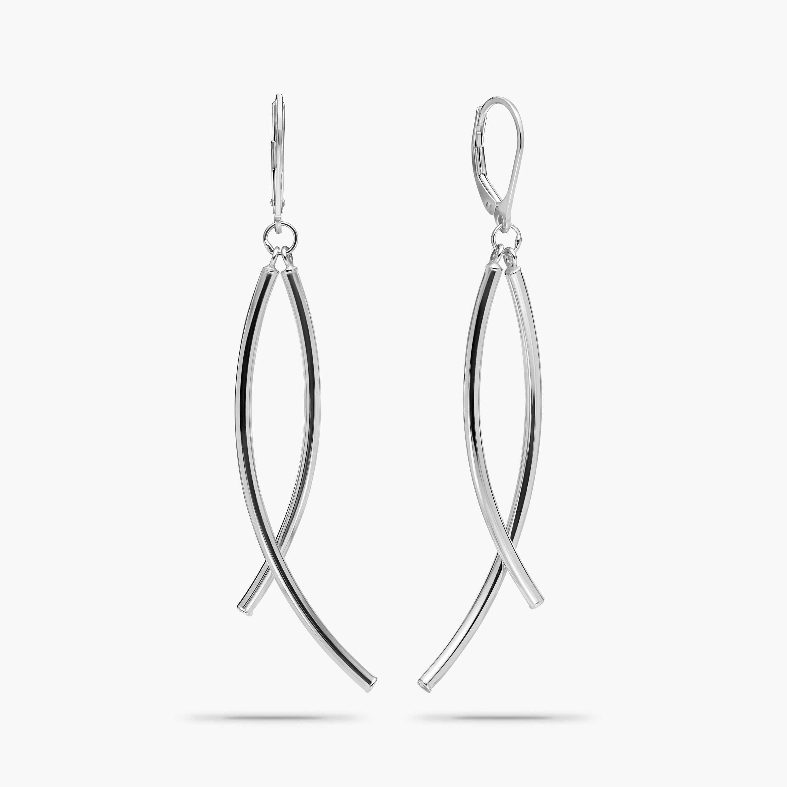 עגילי זהב קשתות מצטלבות באורך 7.2 ס"מ