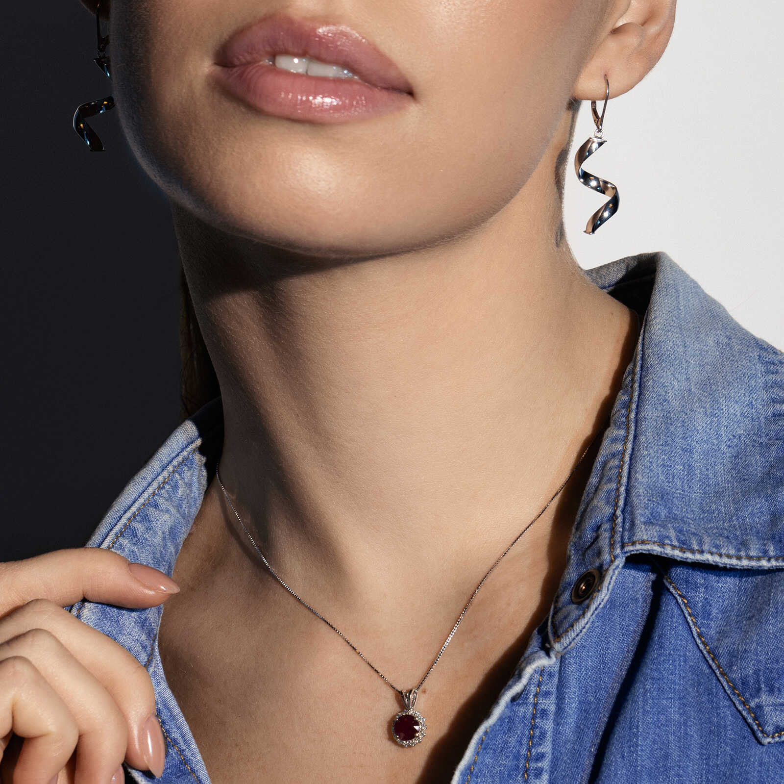 עגילי זהב לבן ספירלה