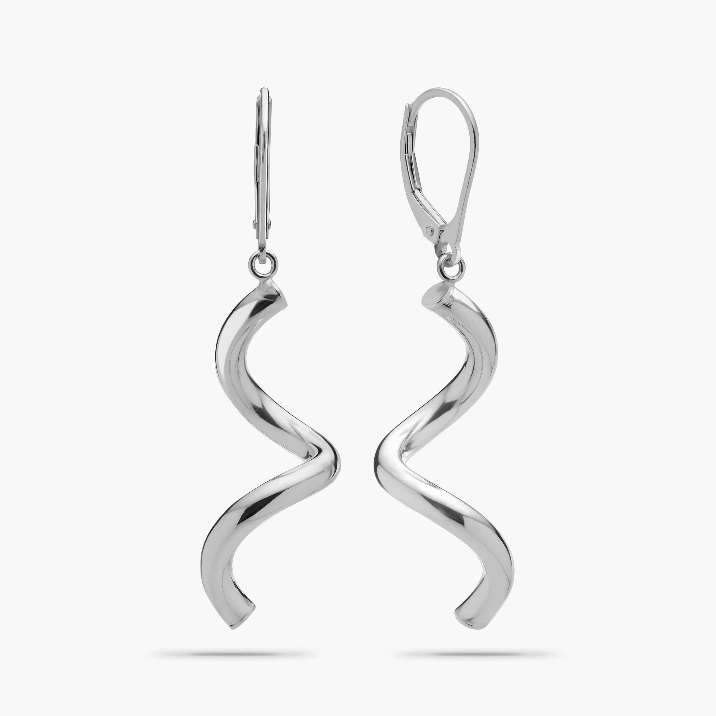 עגילי זהב בצורת ספירלה באורך 4.7 ס"מ