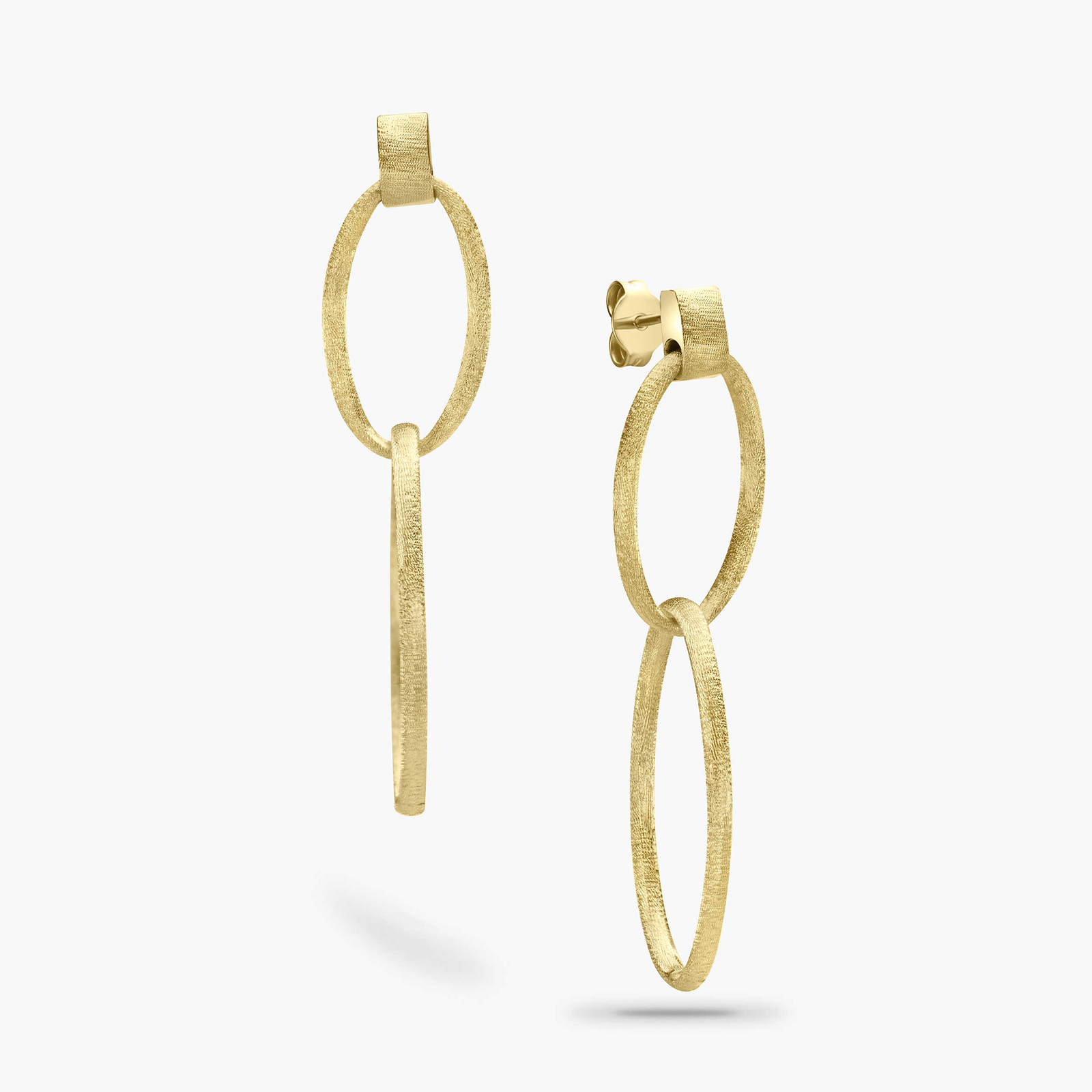 עגילי זהב חוליות אובליות