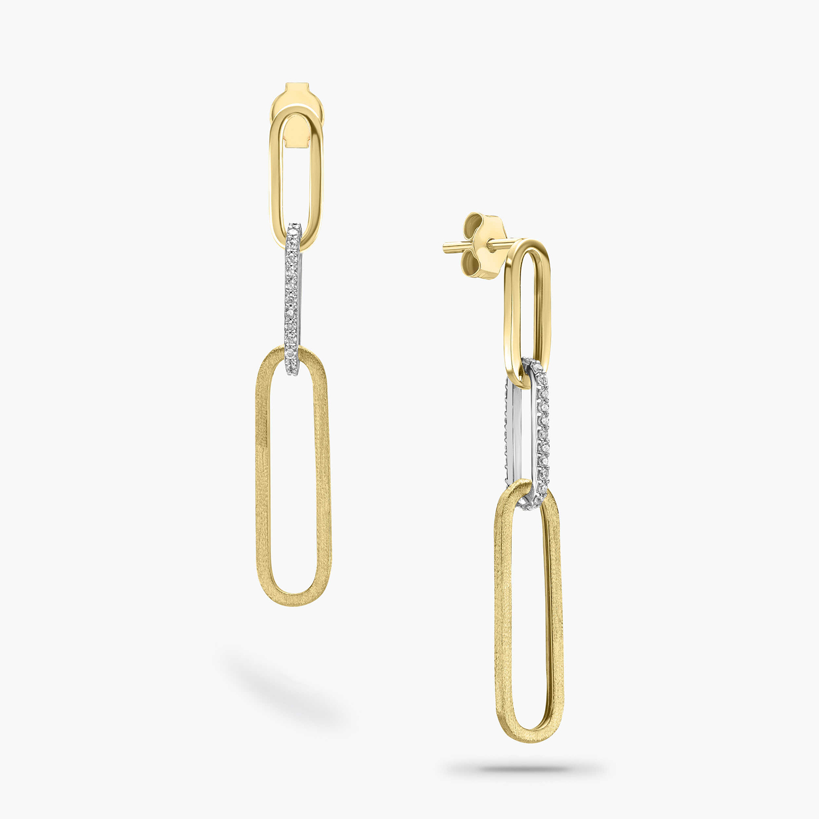 עגילי זהב חוליות אובליות