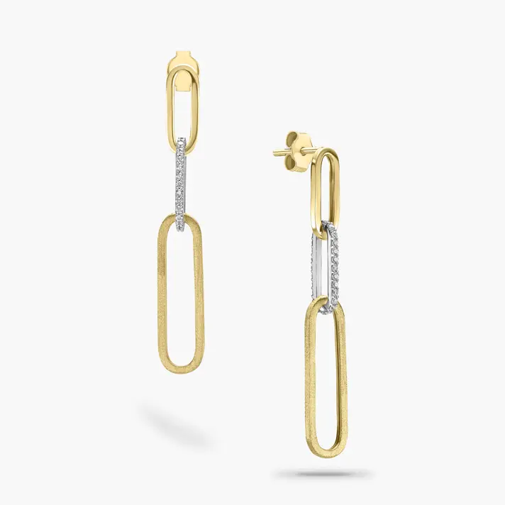 עגילי זהב חוליות אובליות