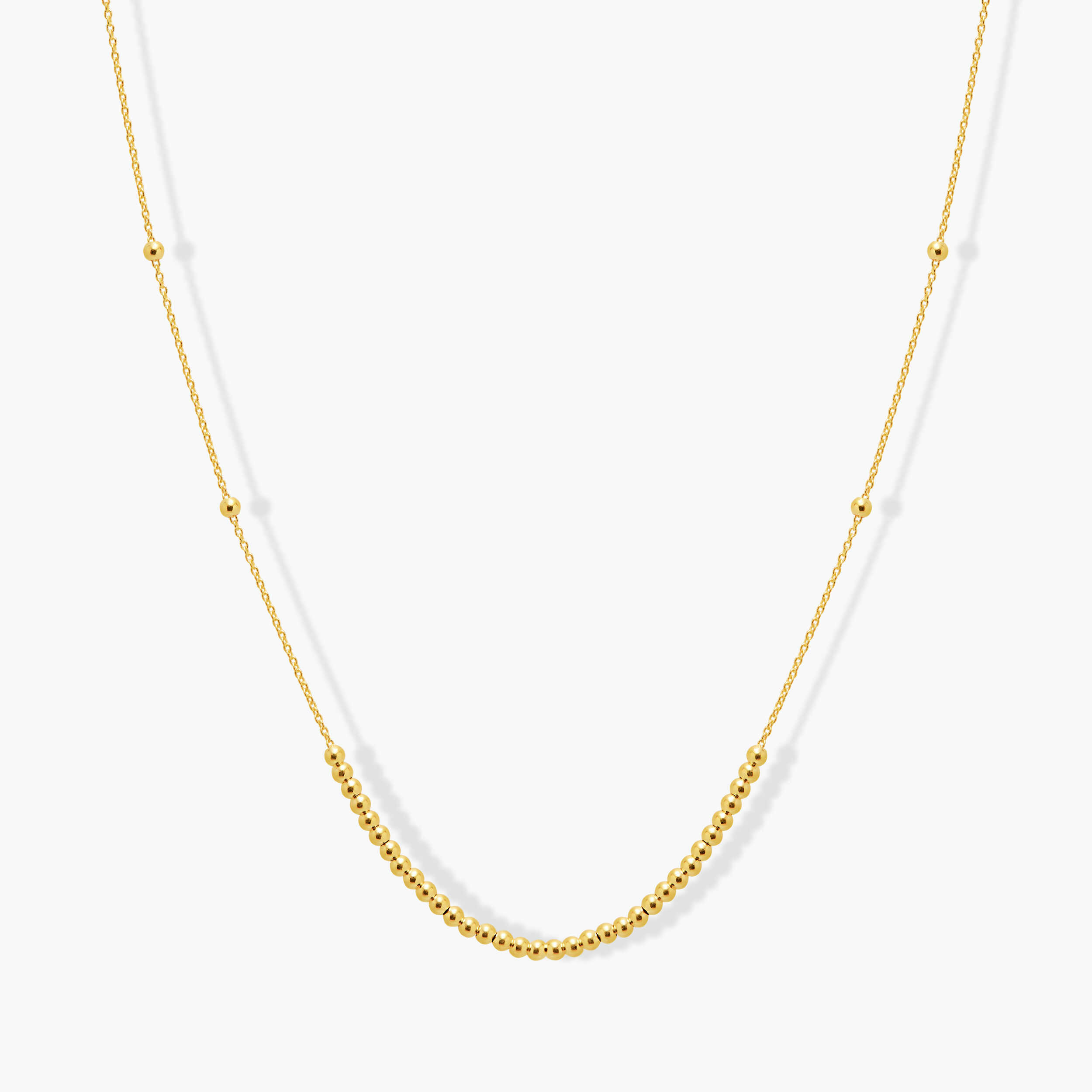 שרשרת זהב בשילוב חרוזי זהב בגימור מבריק