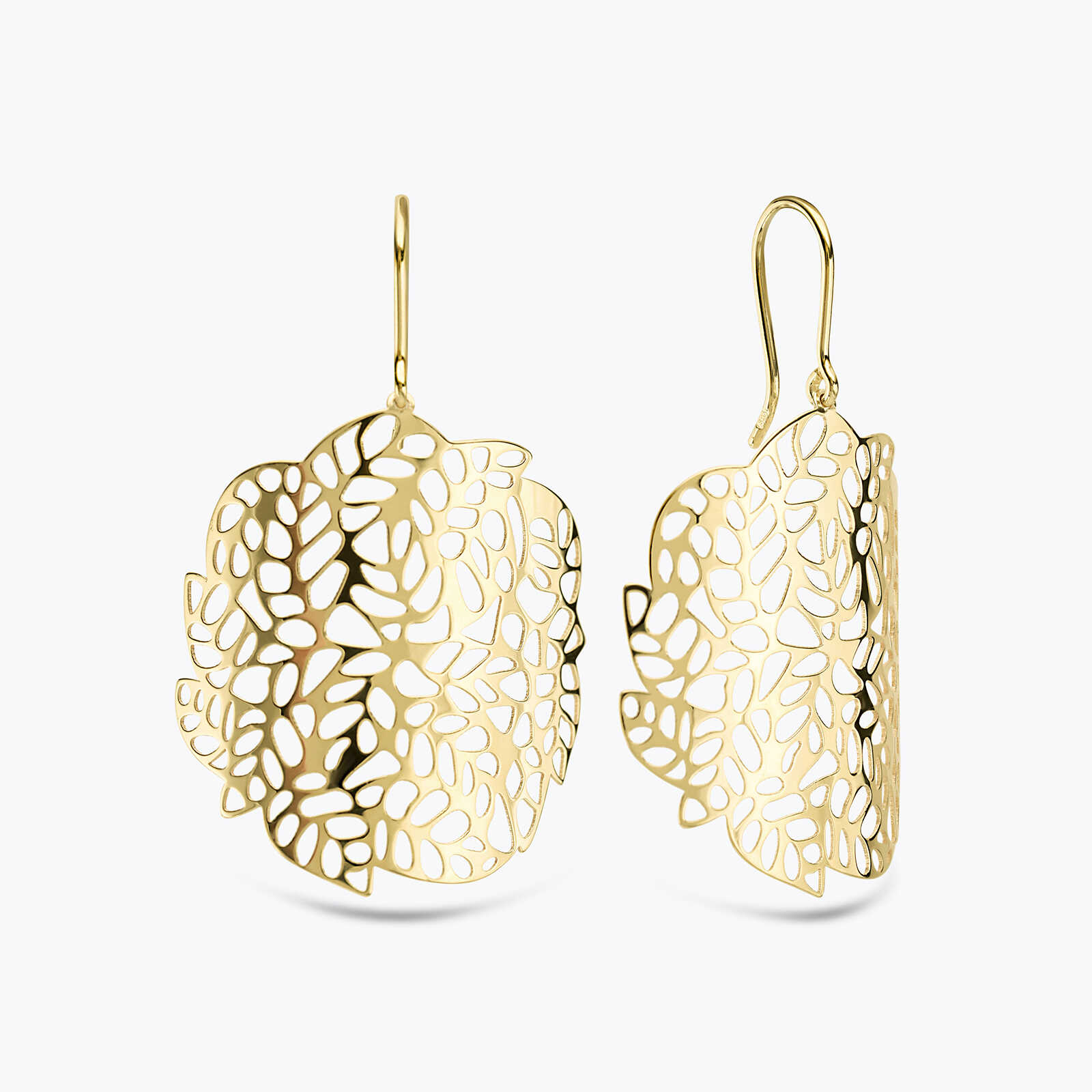 עגילי הלן מזהב בטקסטורה תחרה