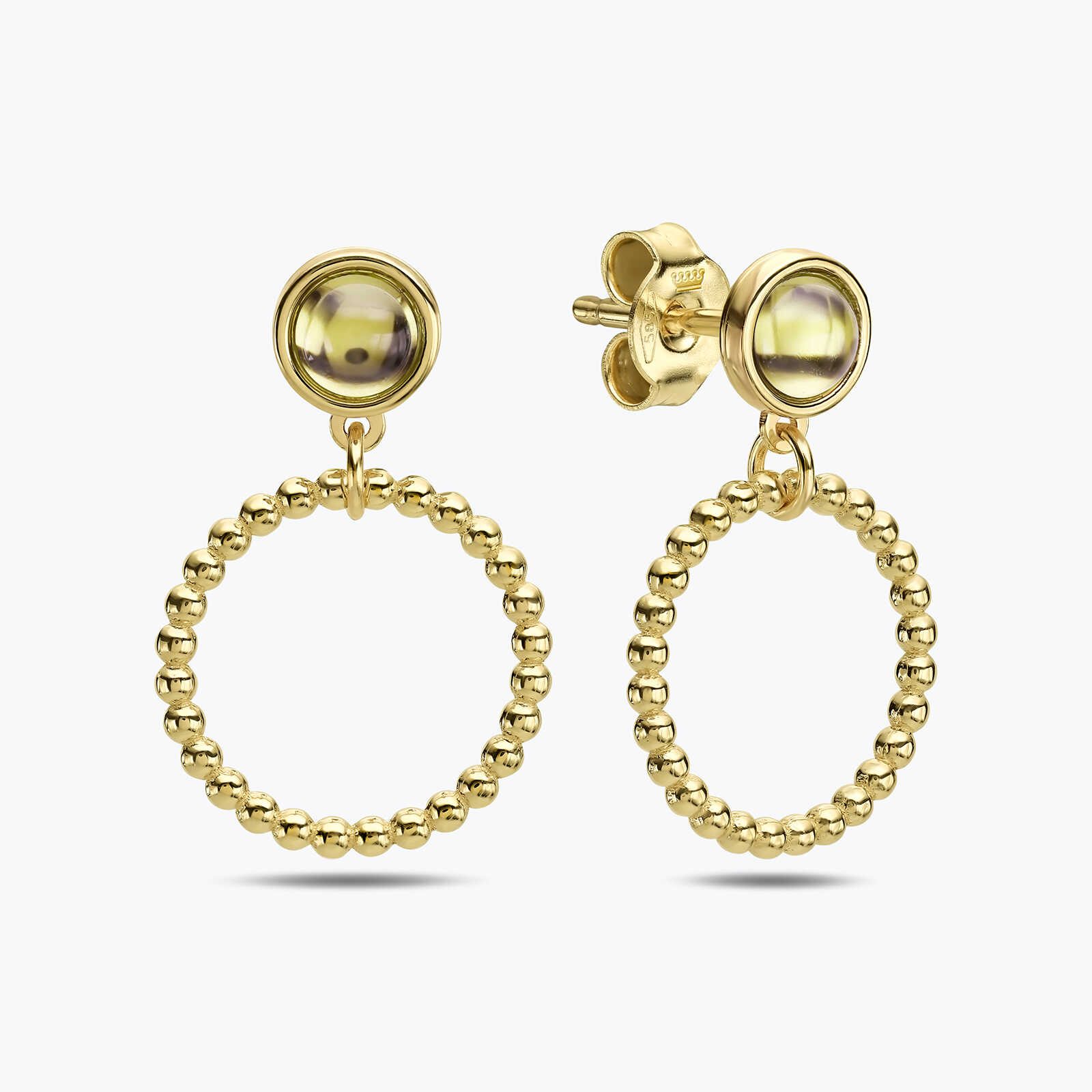 עגילי זהב בשיבוץ sky blue