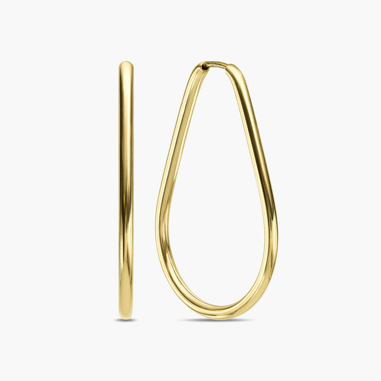 עגילי זהב בצורת טיפה מעוגלת