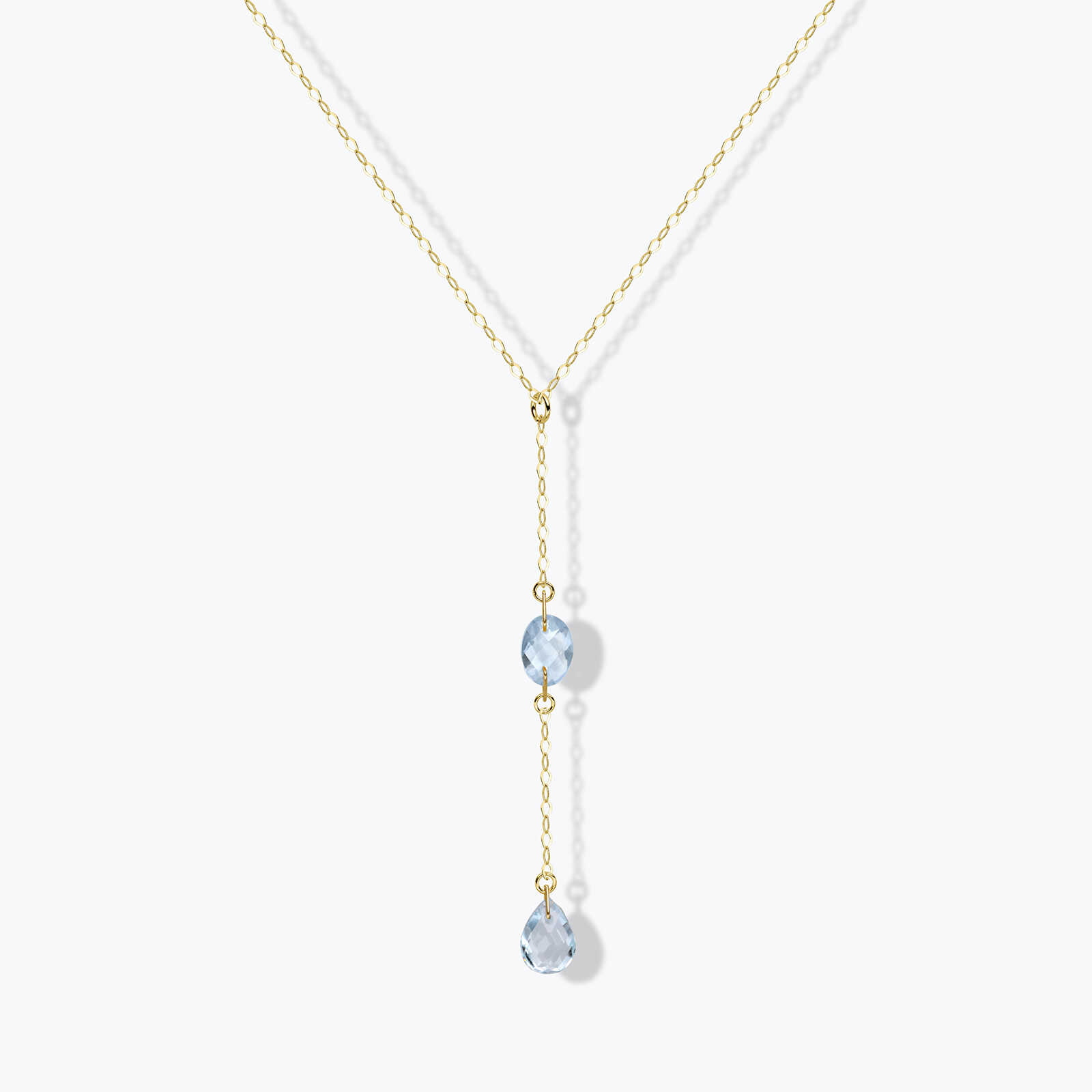 שרשרת עניבה מזהב עם בלו טופז