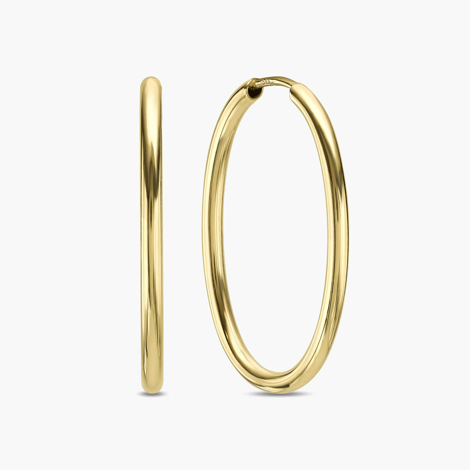 עגילי זהב חישוק אובלי