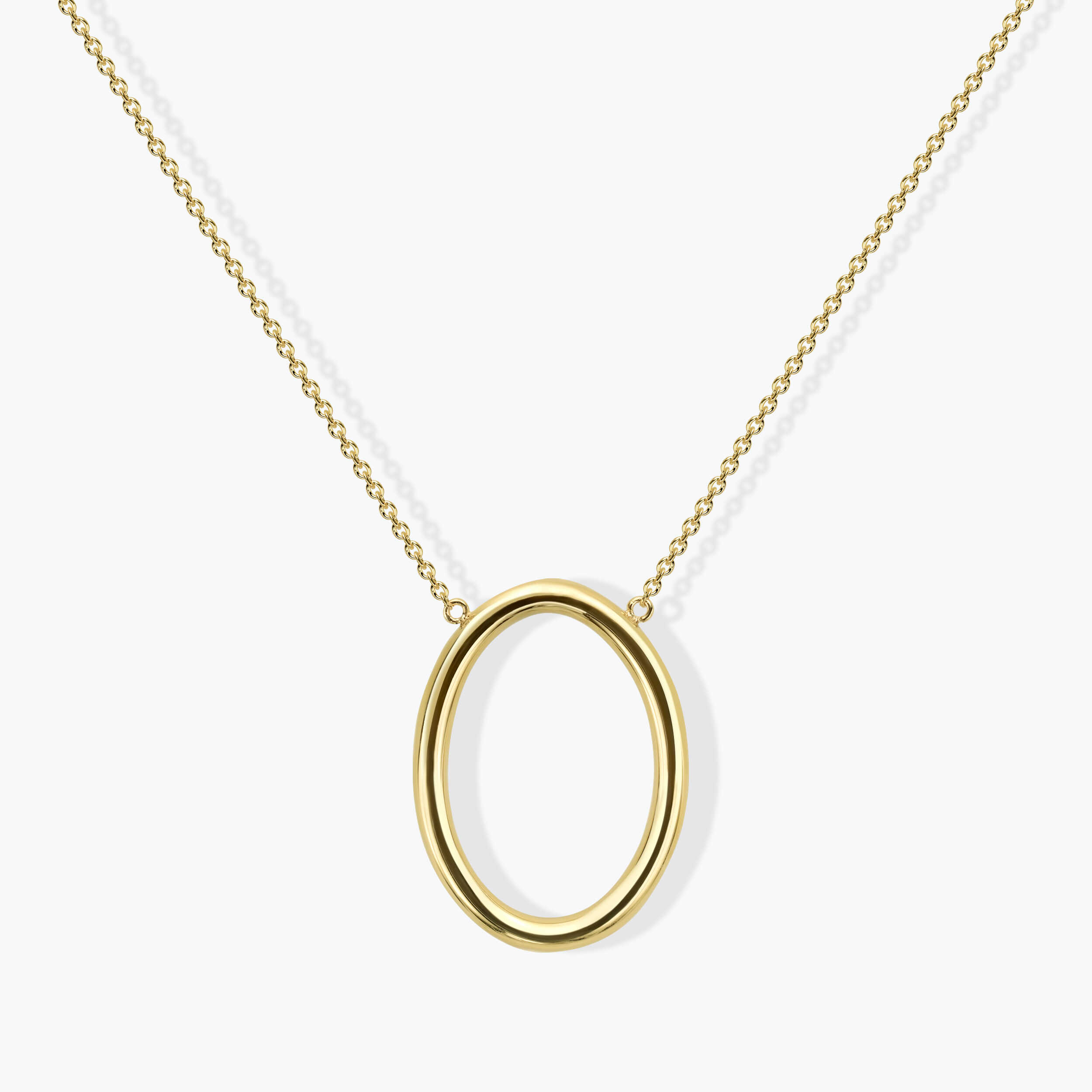 שרשרת זהב עם תליון זהב אובלי