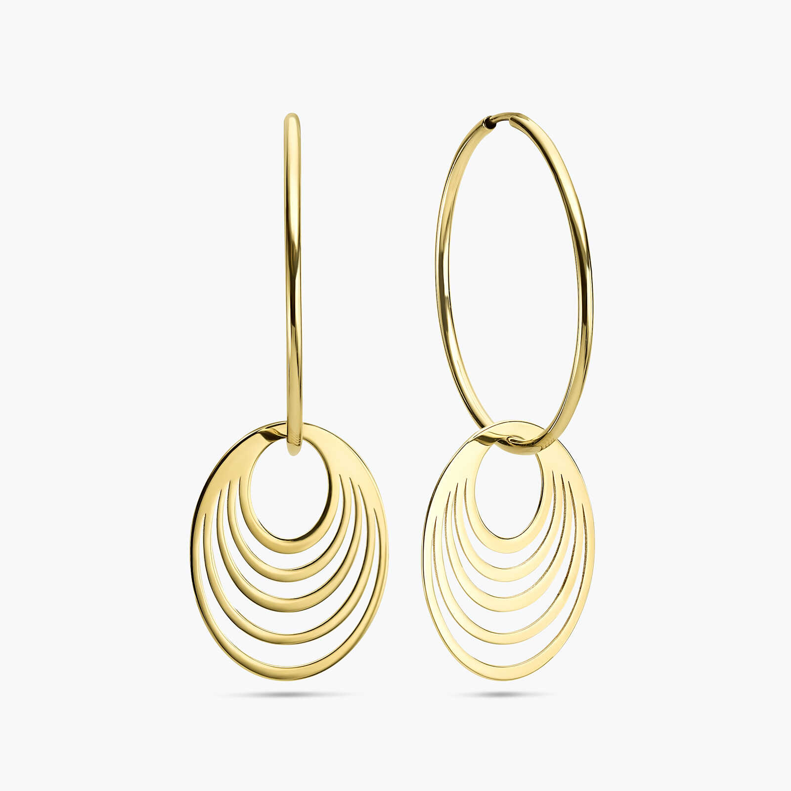 עגילי חישוקים אובאליים מזהב