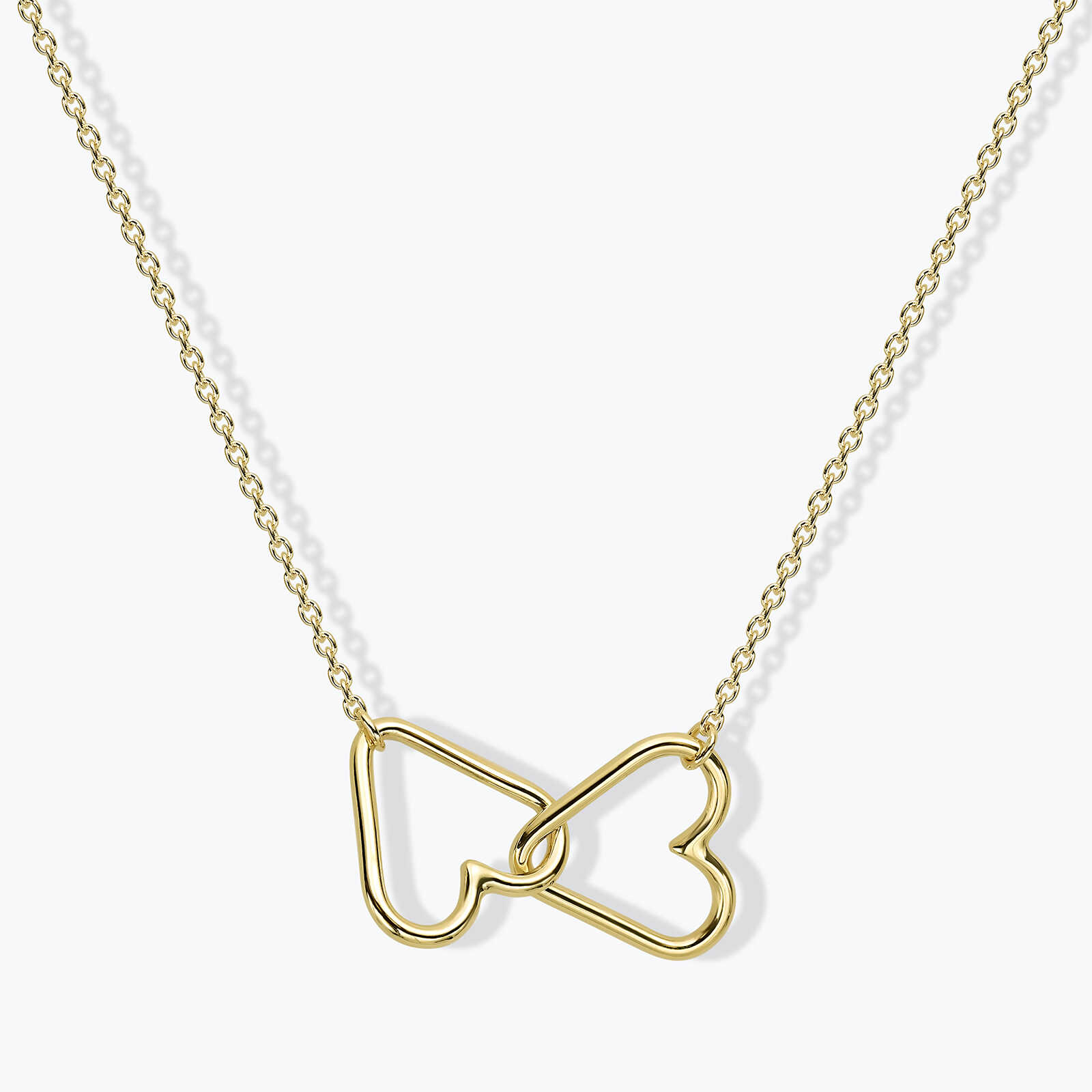 שרשרת זהב עם חיבור שני תליוני לב