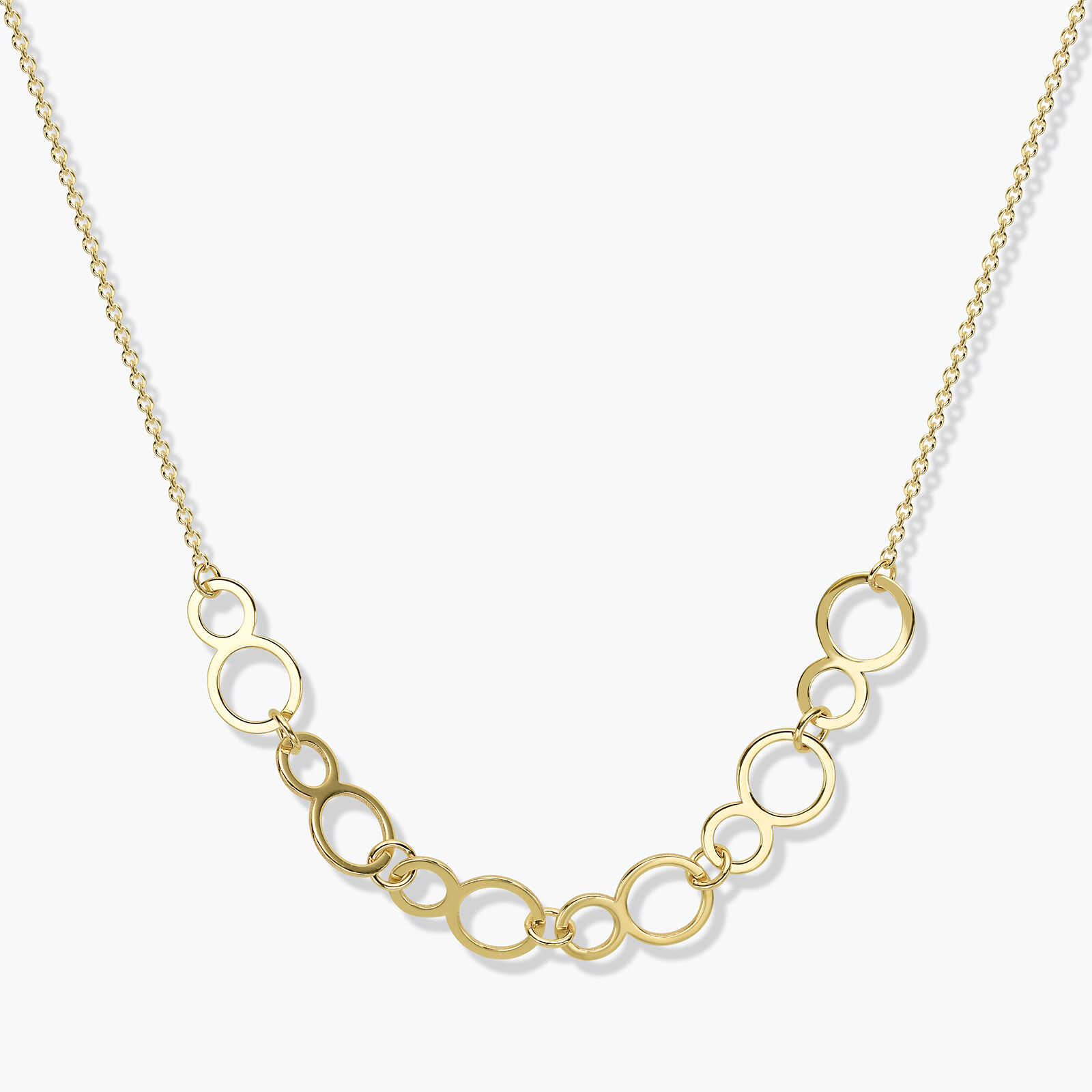 שרשרת זהב בשילוב פלטות עיגולים