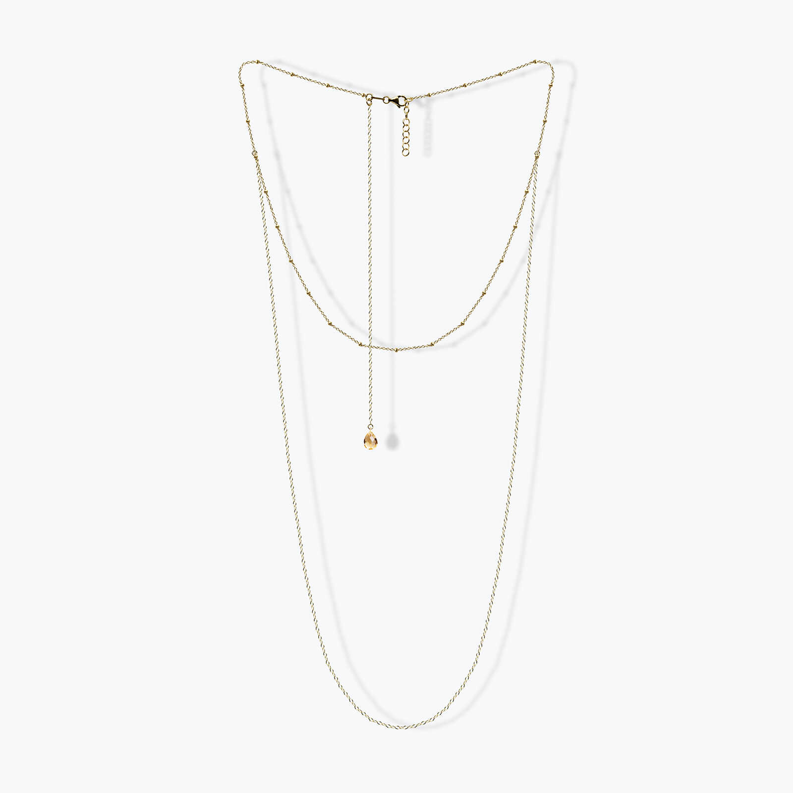 שרשרת זהב כפולה למפתחי גב עם טיפת סיטרין