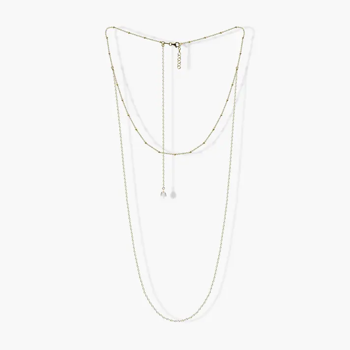 שרשרת זהב כפולה למפתחי גב עם טיפת בלו טופז